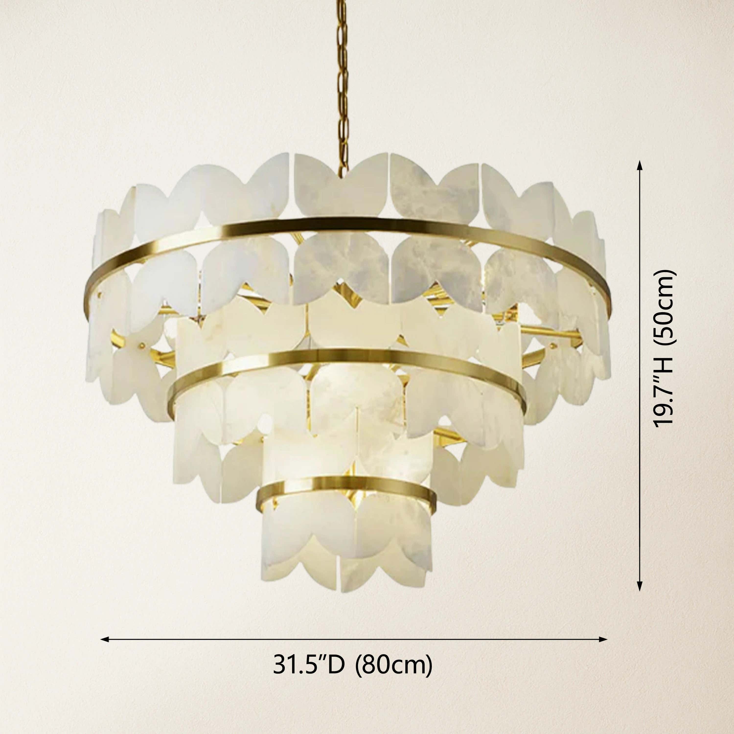 Cloudscape Alabaster Brass 3-Layer Chandelier 32"D