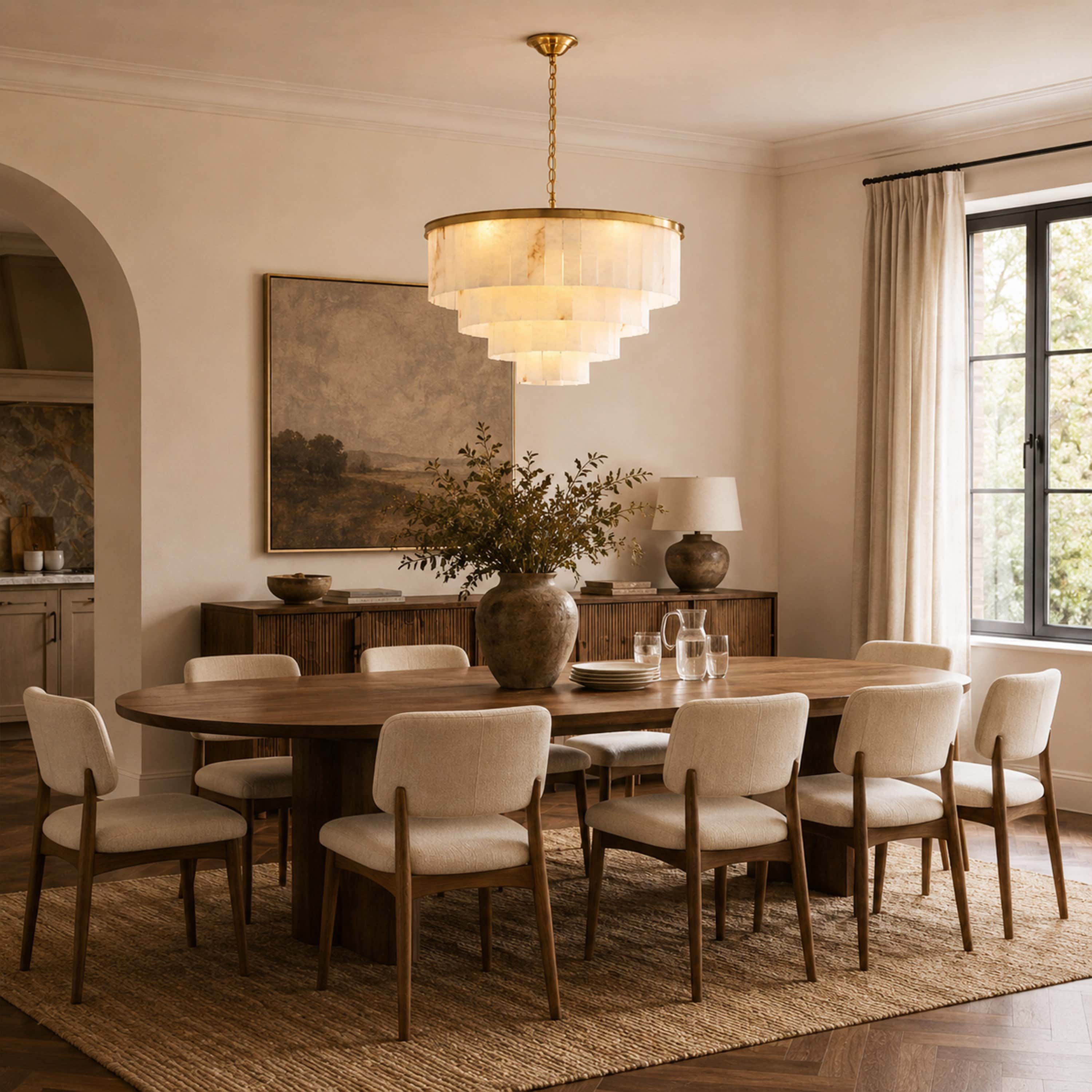 Montrava Alabaster Tiered Round Chandelier