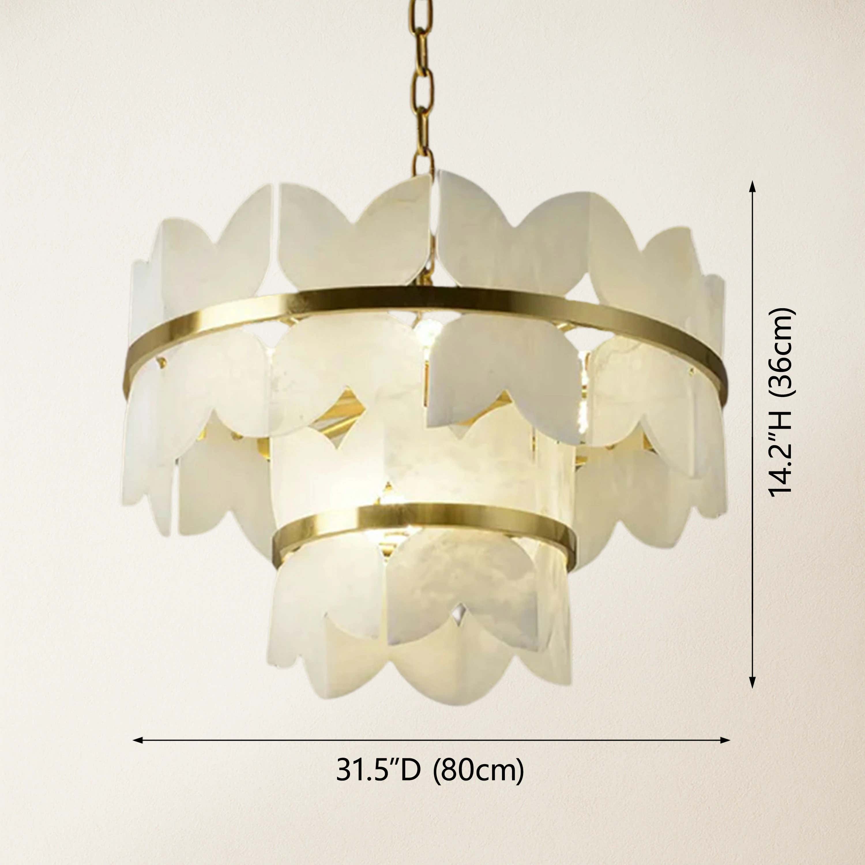 Cloudscape Alabaster Brass 2-Layer Chandelier 32"D