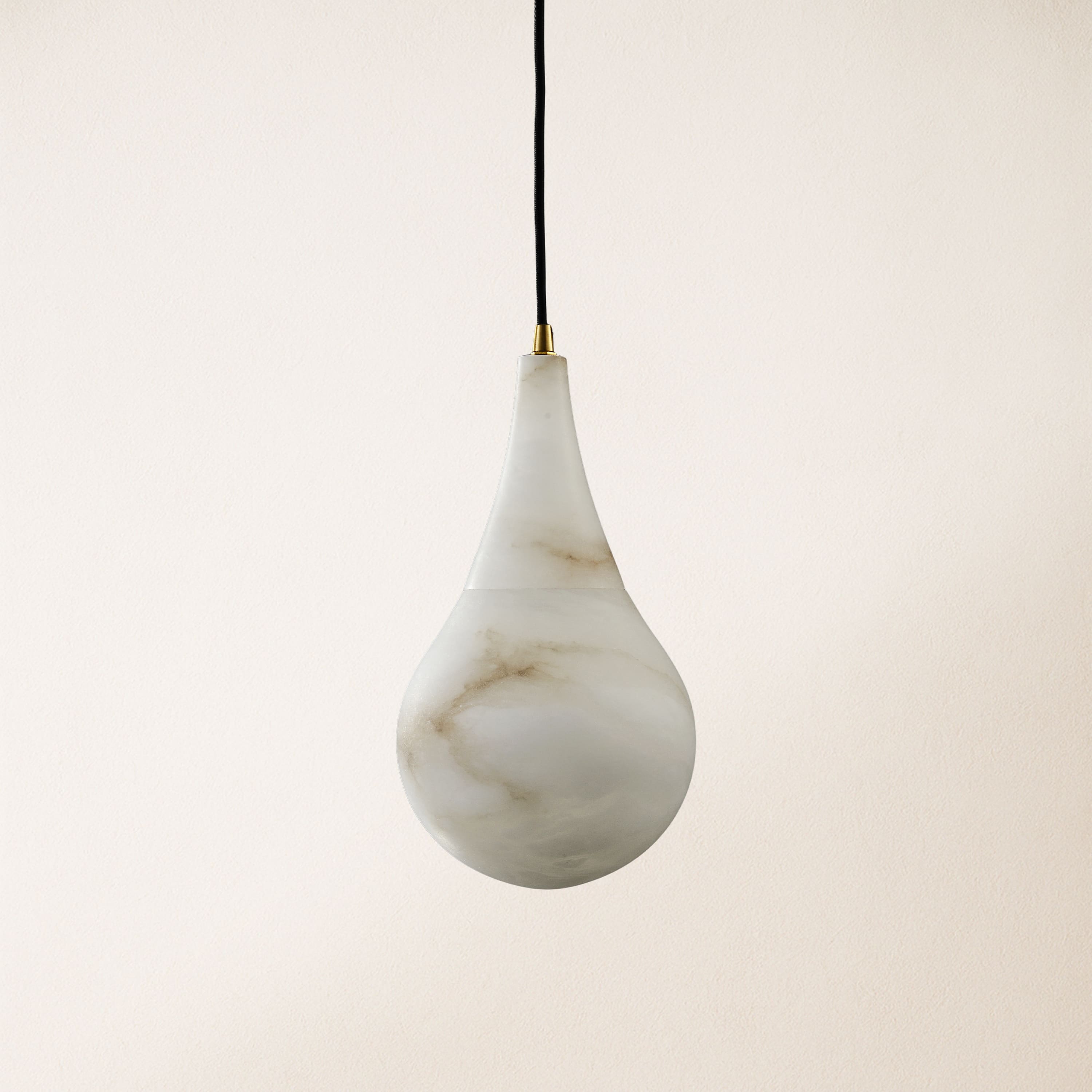 Ares Alabaster Water-Drop Pendant 4"D