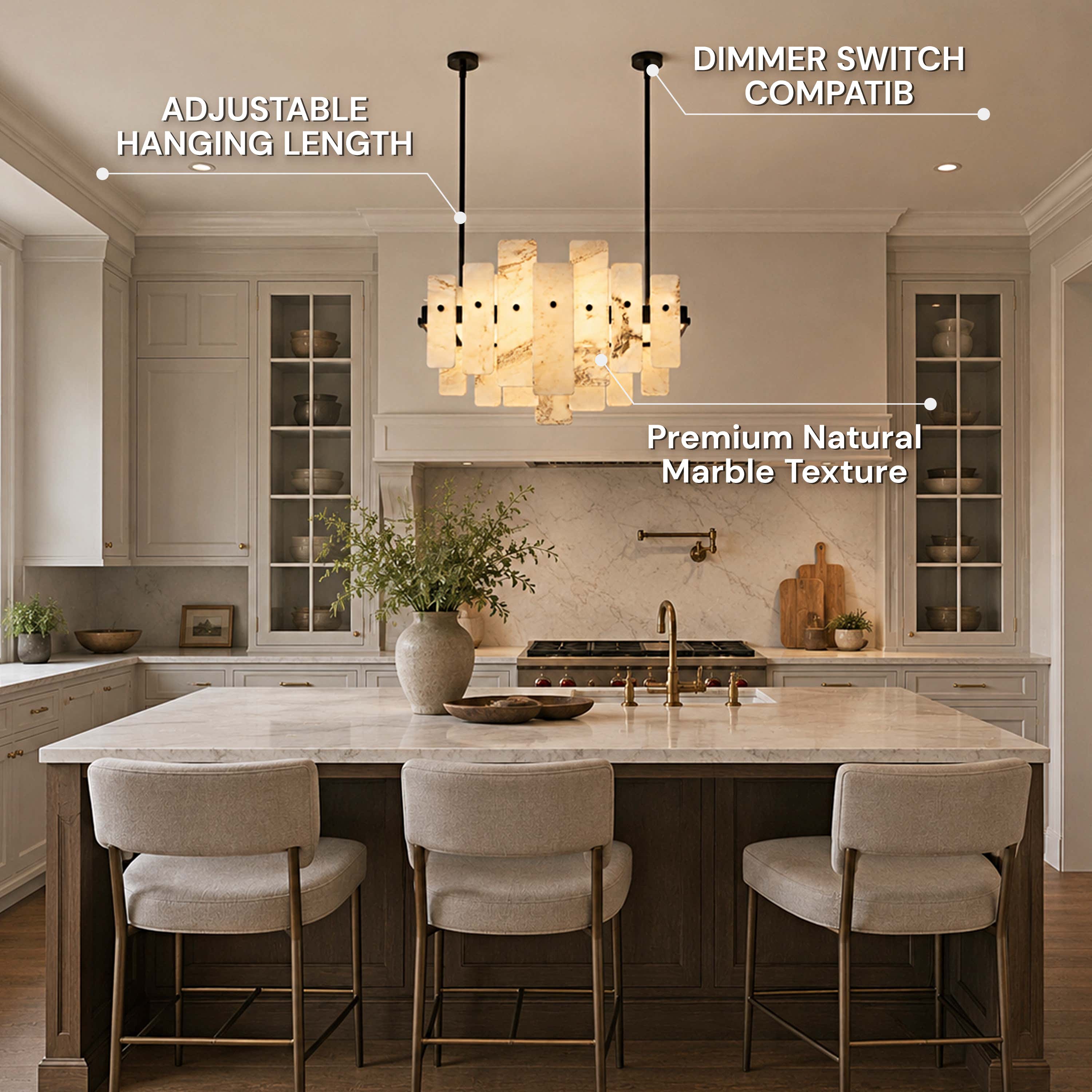 Pietra White Marble Panel Chandelier 27.5"W