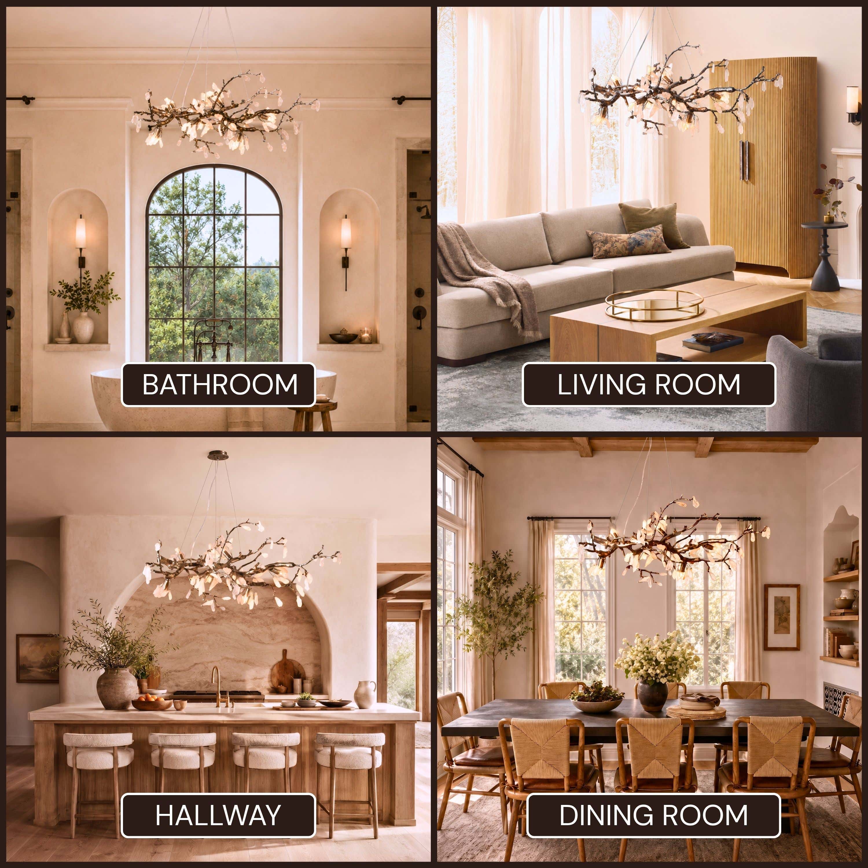 Arboris Rose Quartz Branch Chandelier 39.3"W
