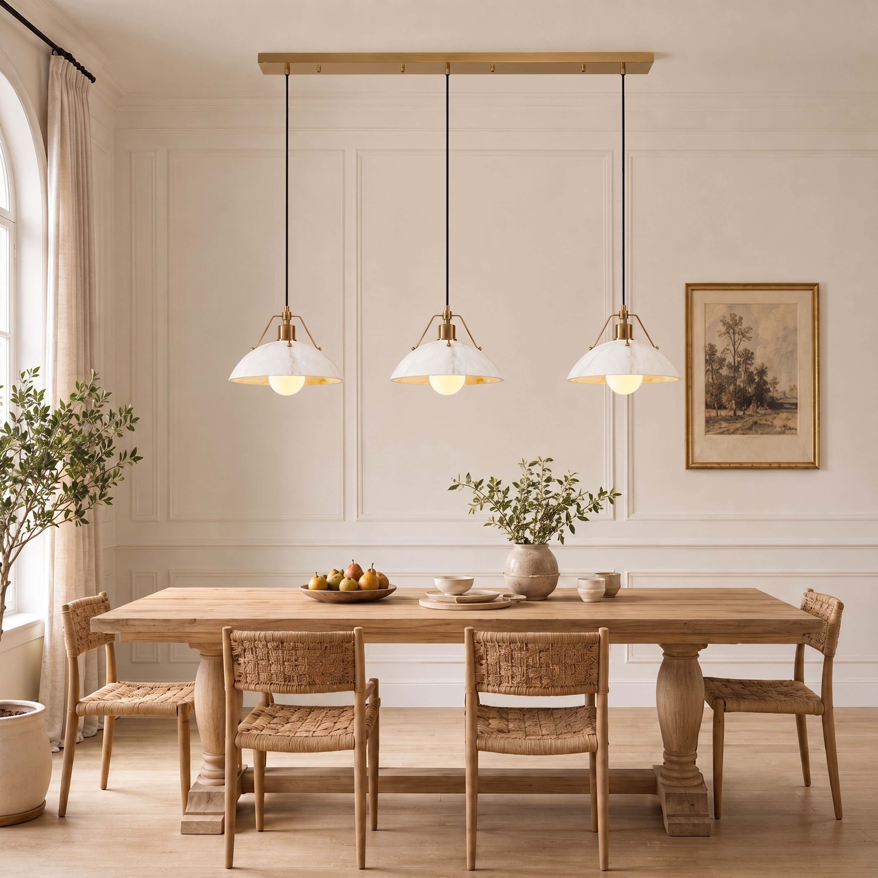 Aurevyn Resin Resin Alabaster Texture Multi-Light Linear Pendant