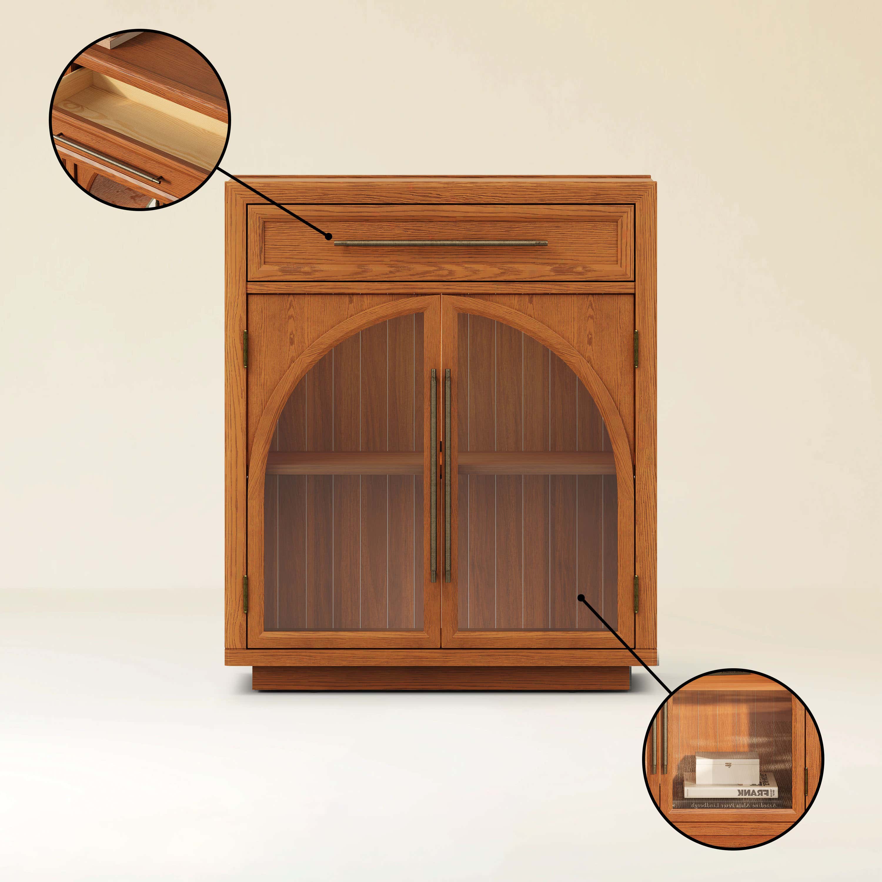 Alvar Arched 94.5" Oak Sideboard with Drawers(Set of 3)