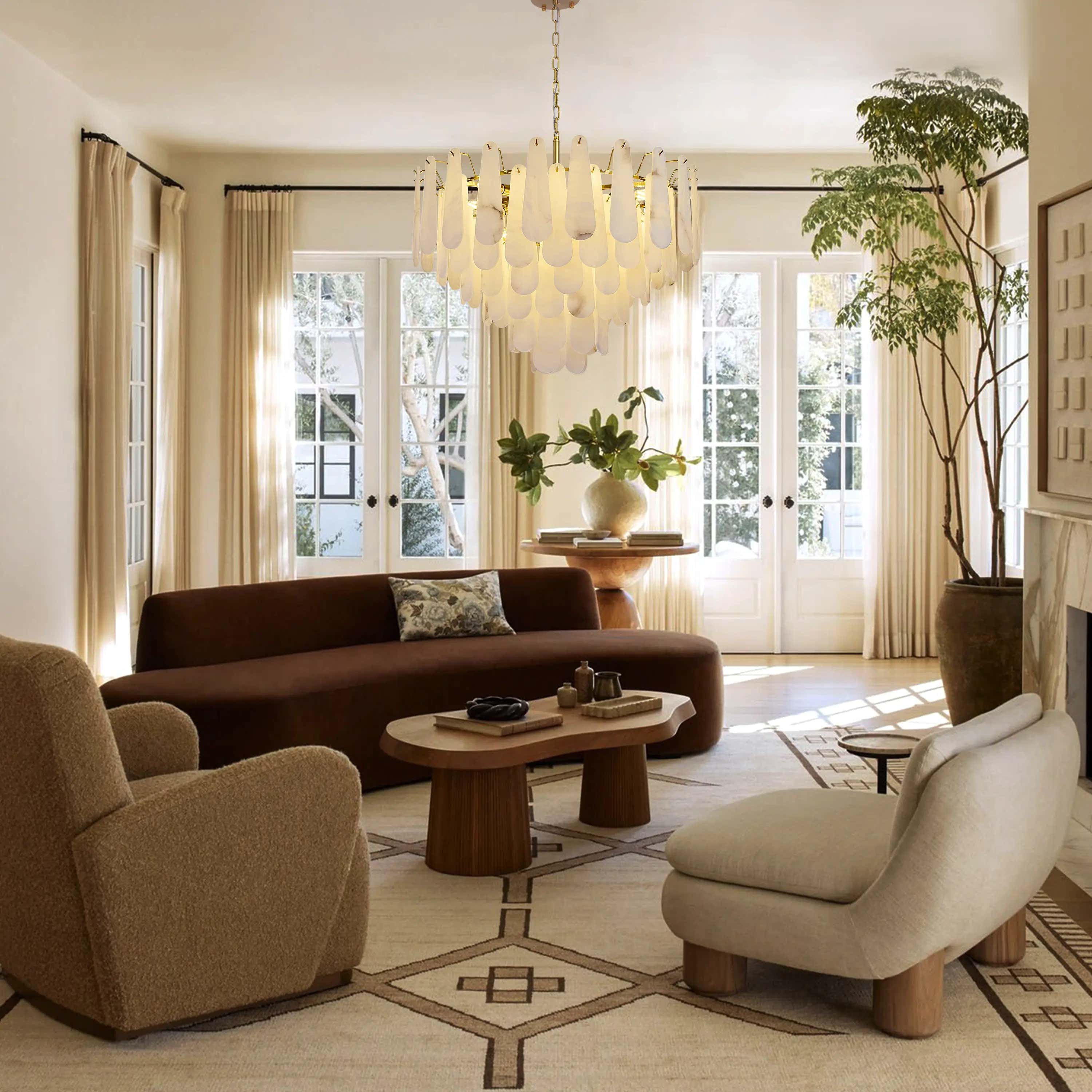 Caldera Alabaster Round Chandelier 32"