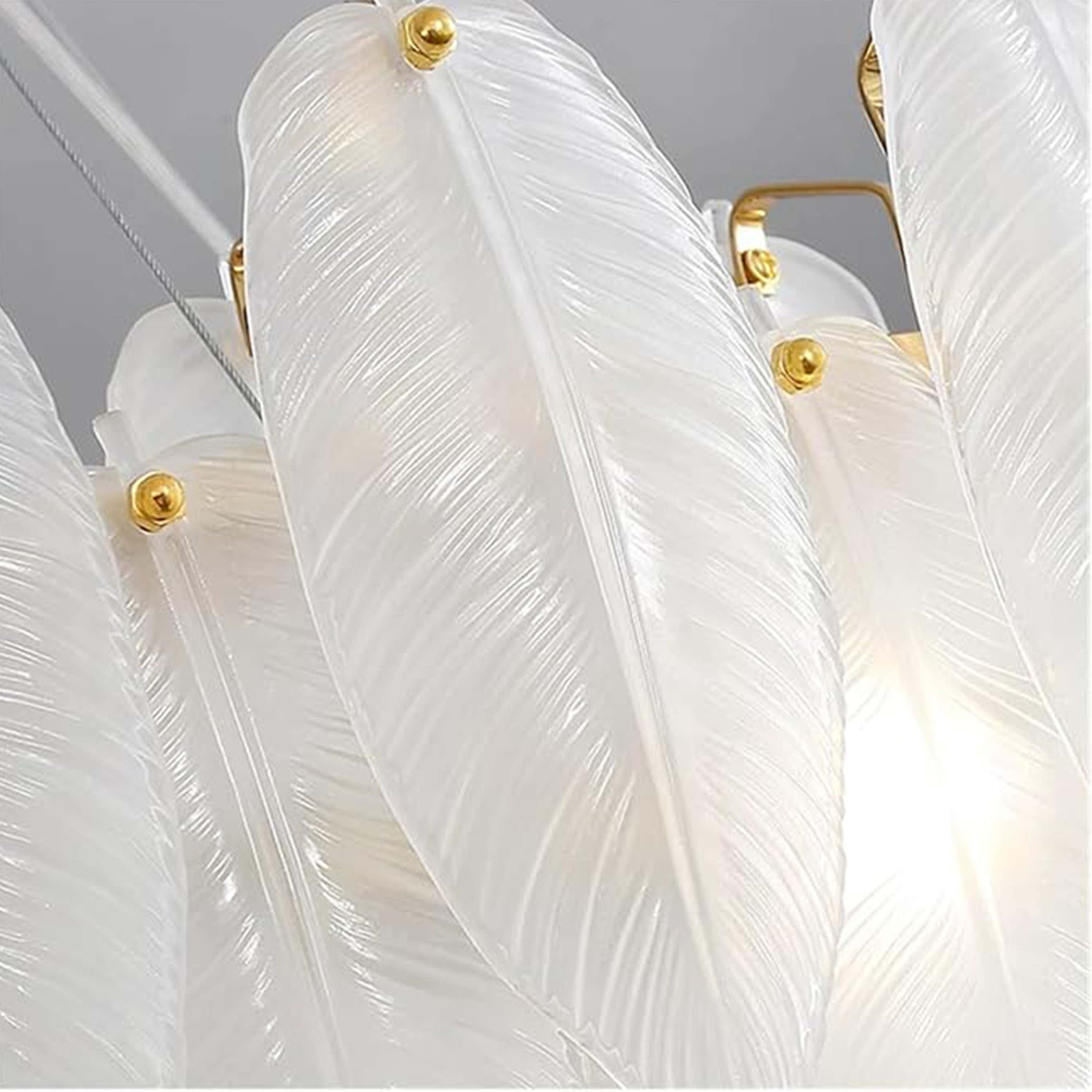 Avelis Glass Feather Round Chandelier 23.6"D
