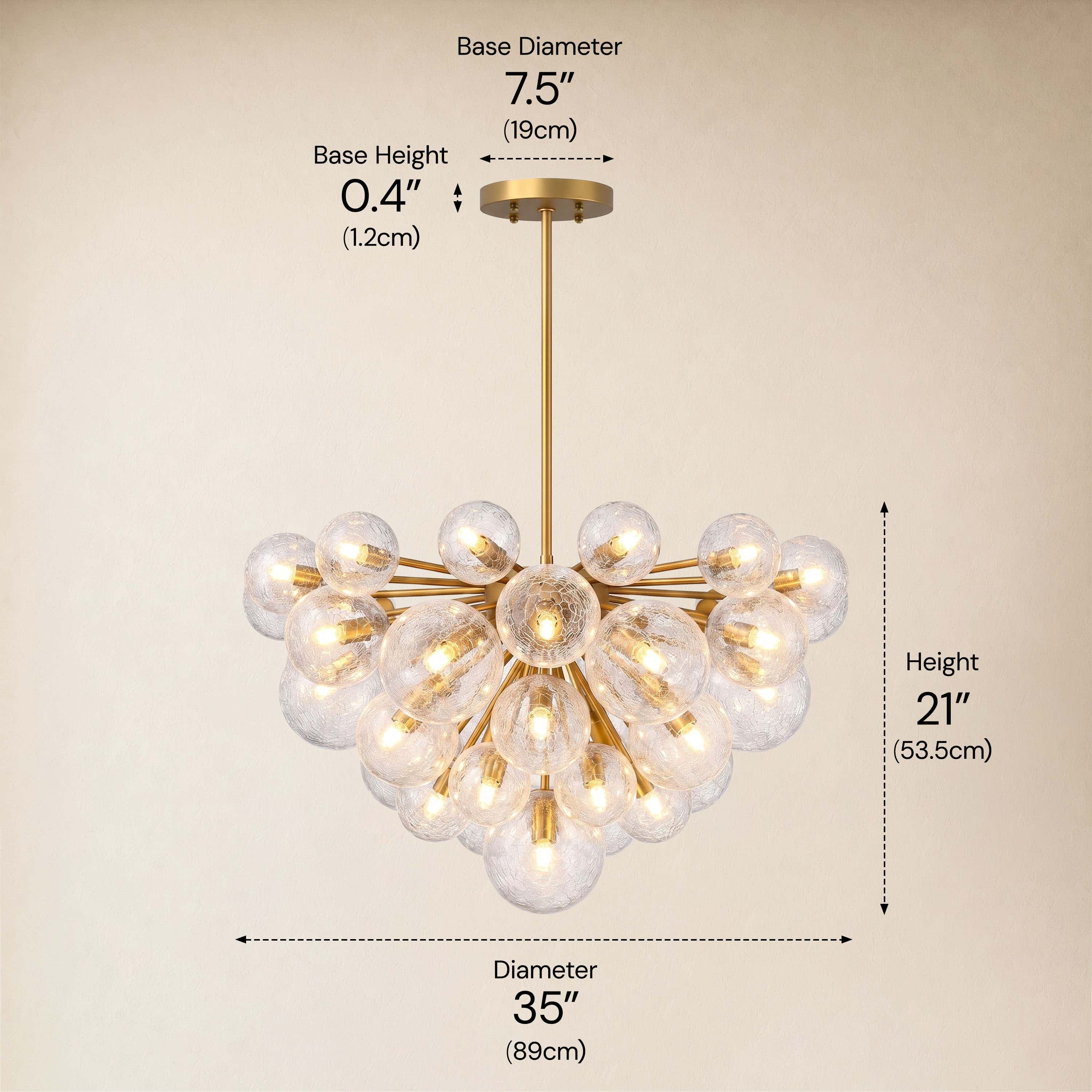 Elowen Crackled Glass Cluster Round Chandelier 24" 35"D