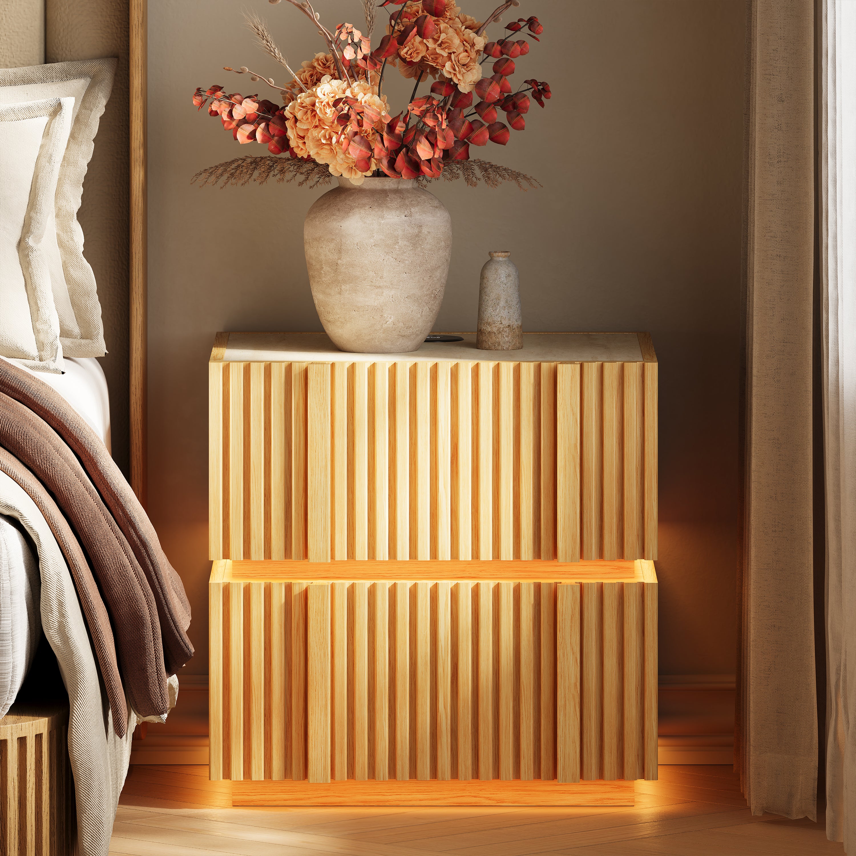 Isla Oak Sintered Stone Nightstand 20" W