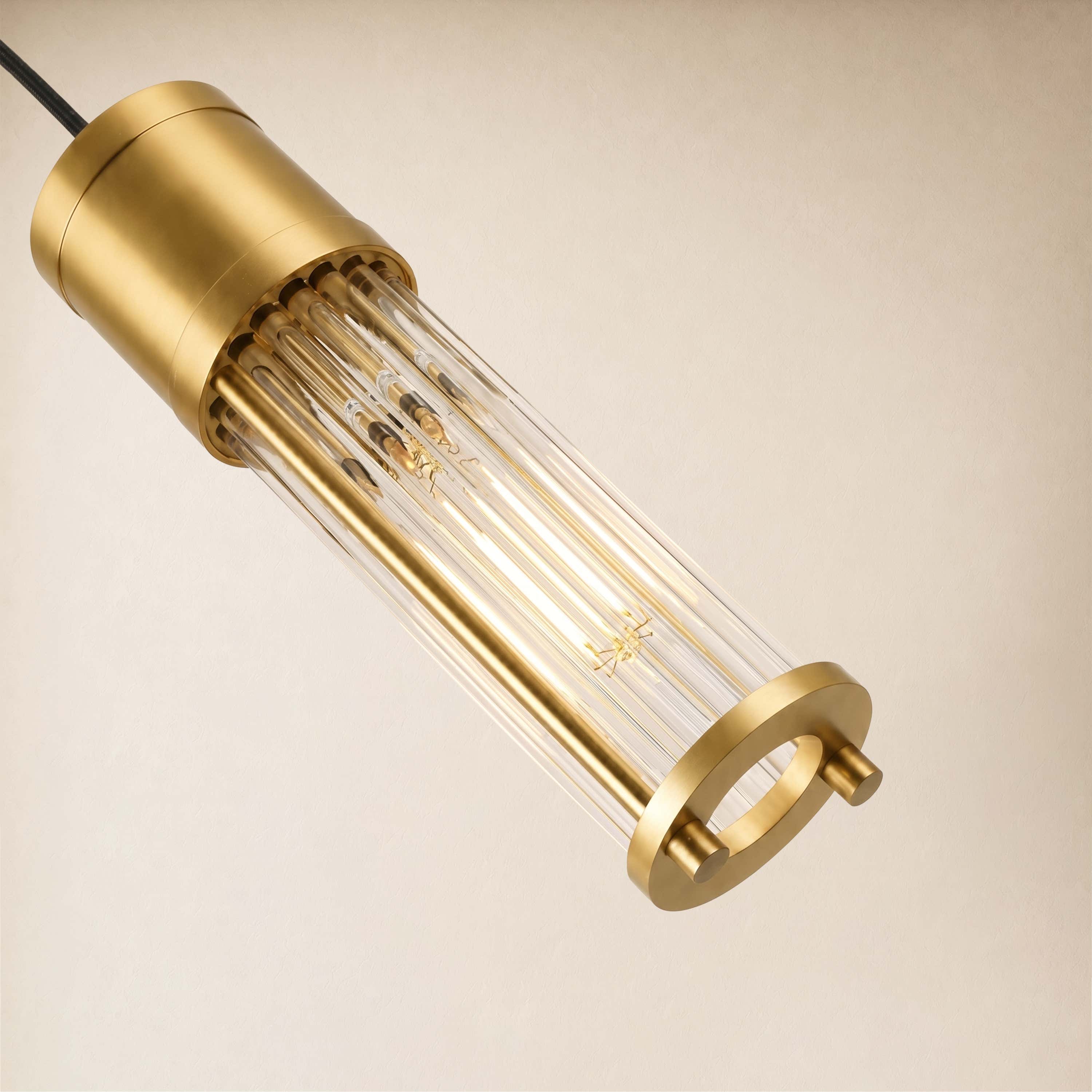 Briar Ribbed Glass Cylinder Pendant 11"H