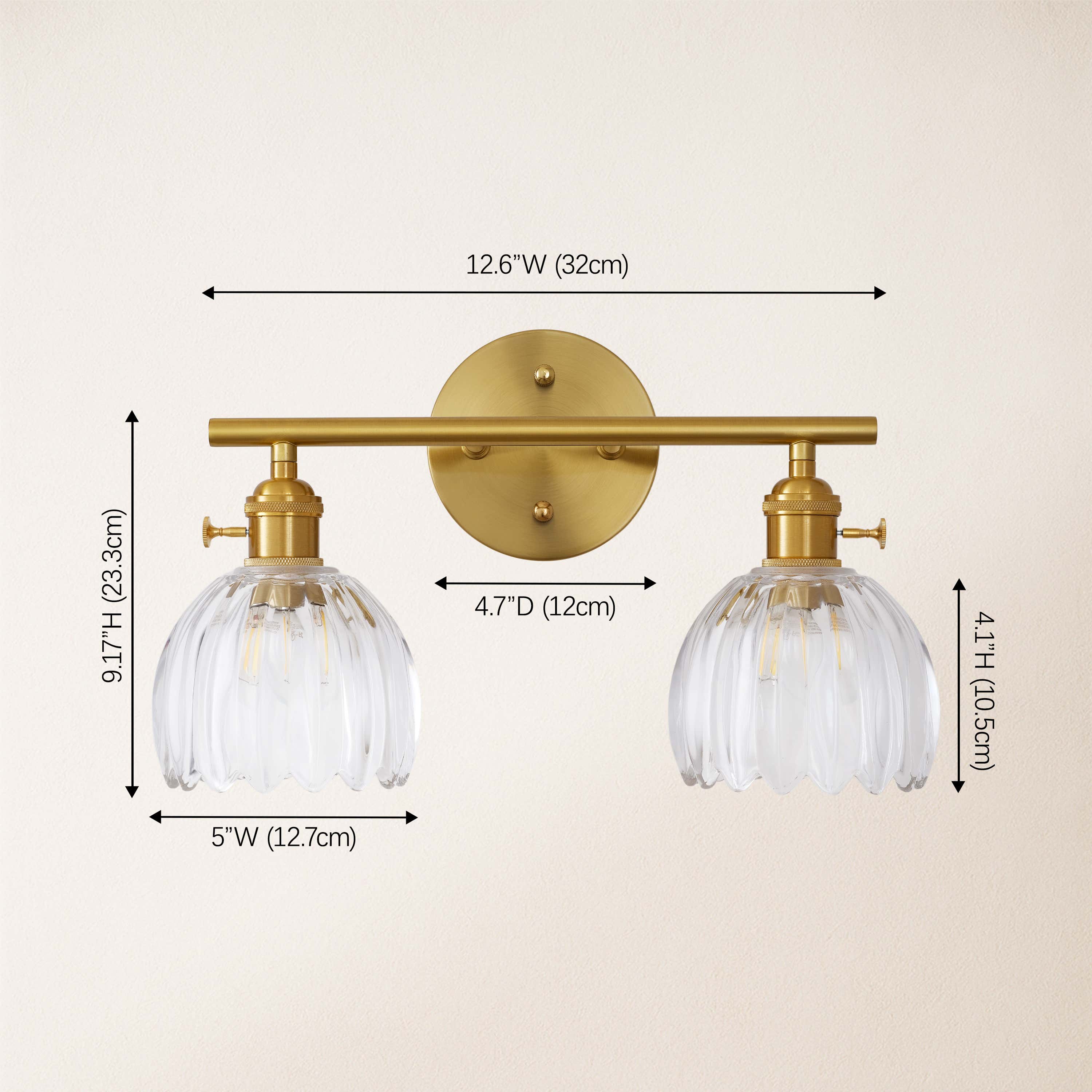 Orbixa Clear Glass 2-Lights Wall Sconce 15"W