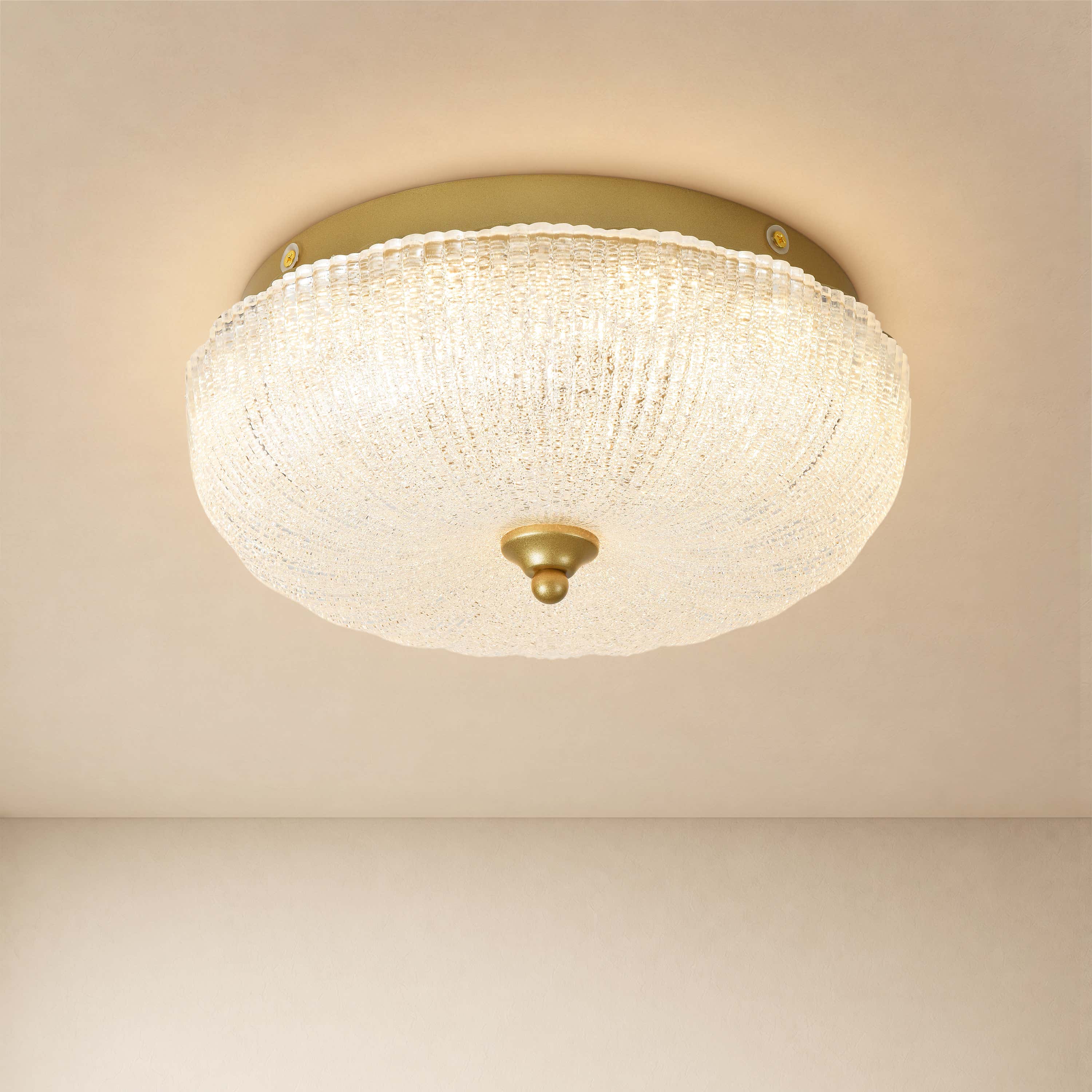 Marielle Pumpkin Crystal Glass Round Flush Mount