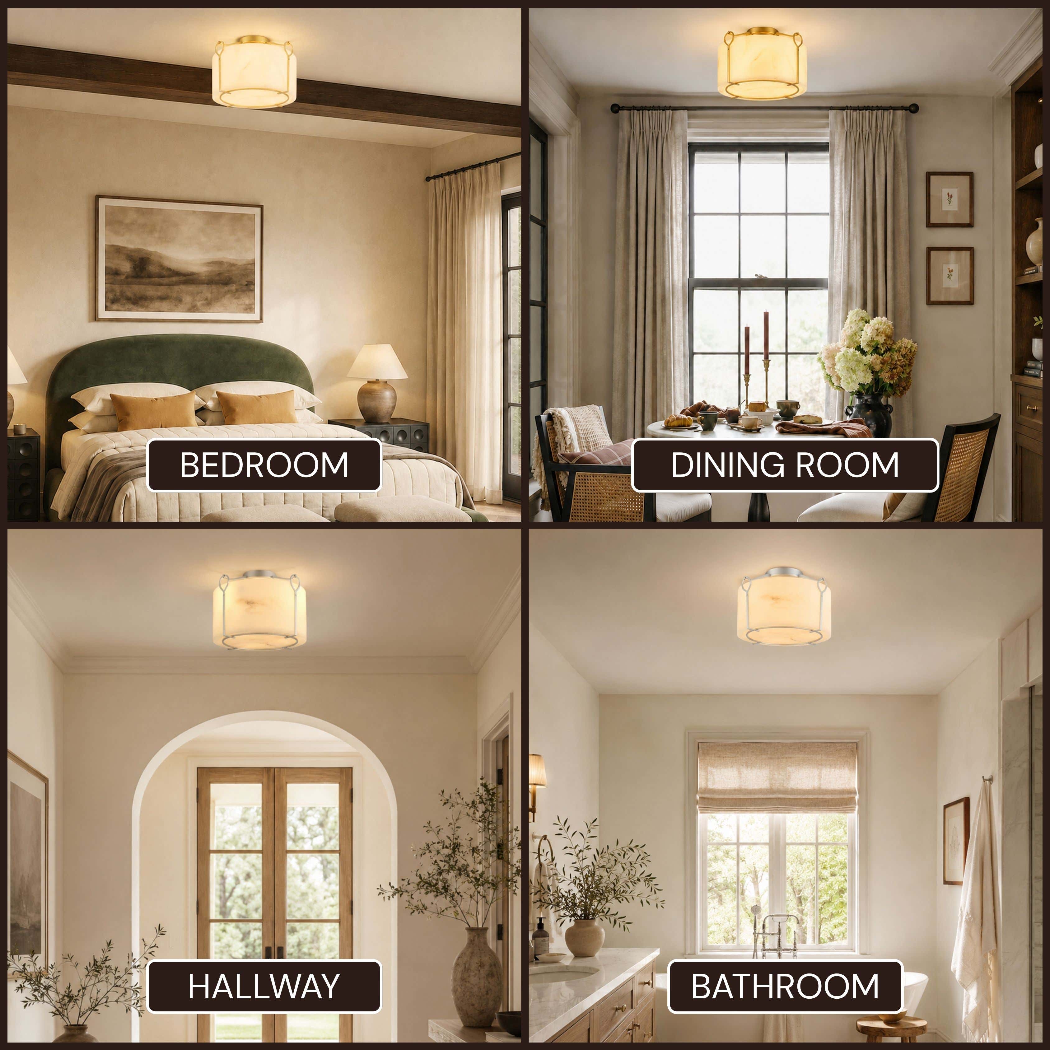Alora Resin Alabaster Texture Round Flush Mount