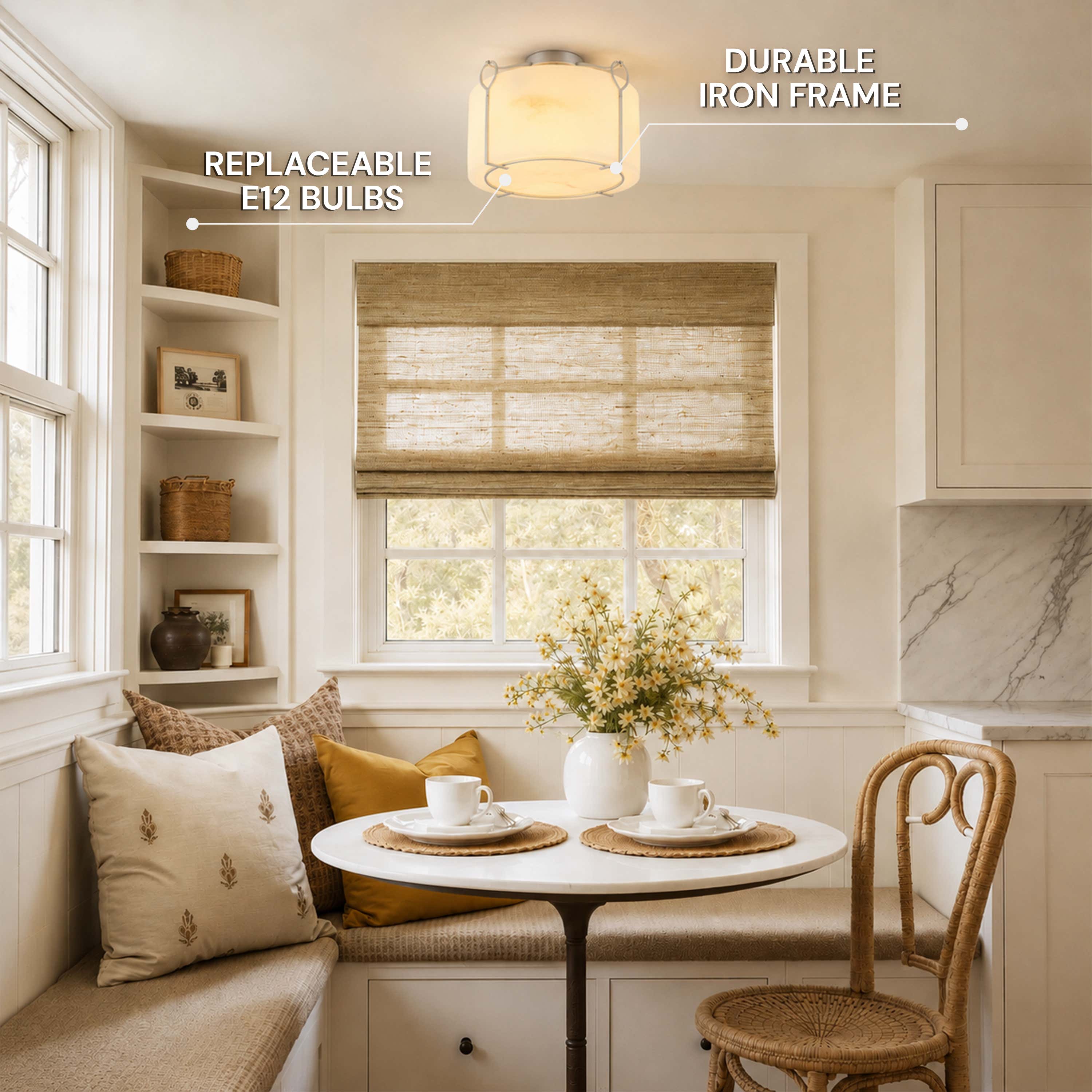 Alora Resin Alabaster Texture Round Flush Mount