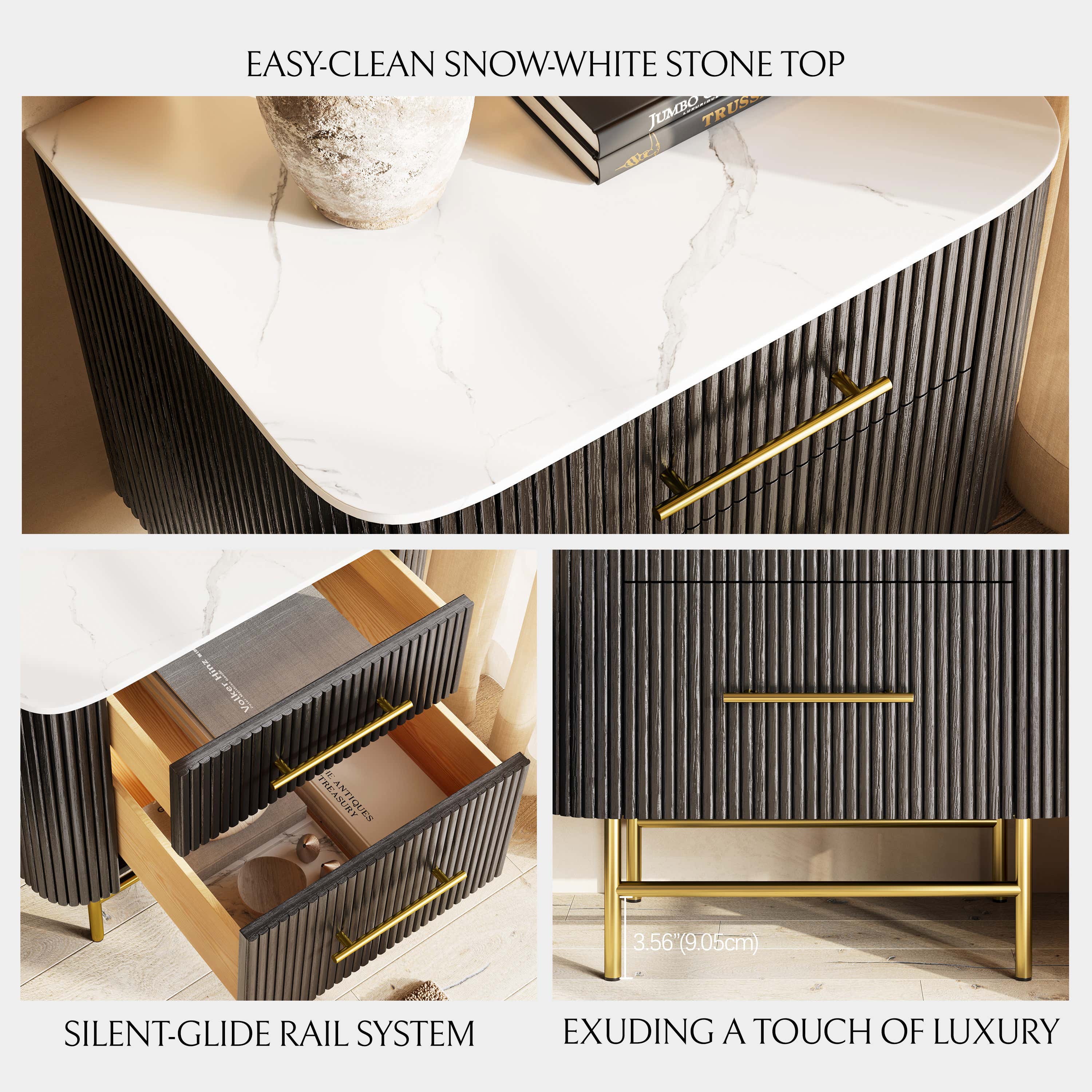 Ewan Sintered Stone Nightstand 26"W