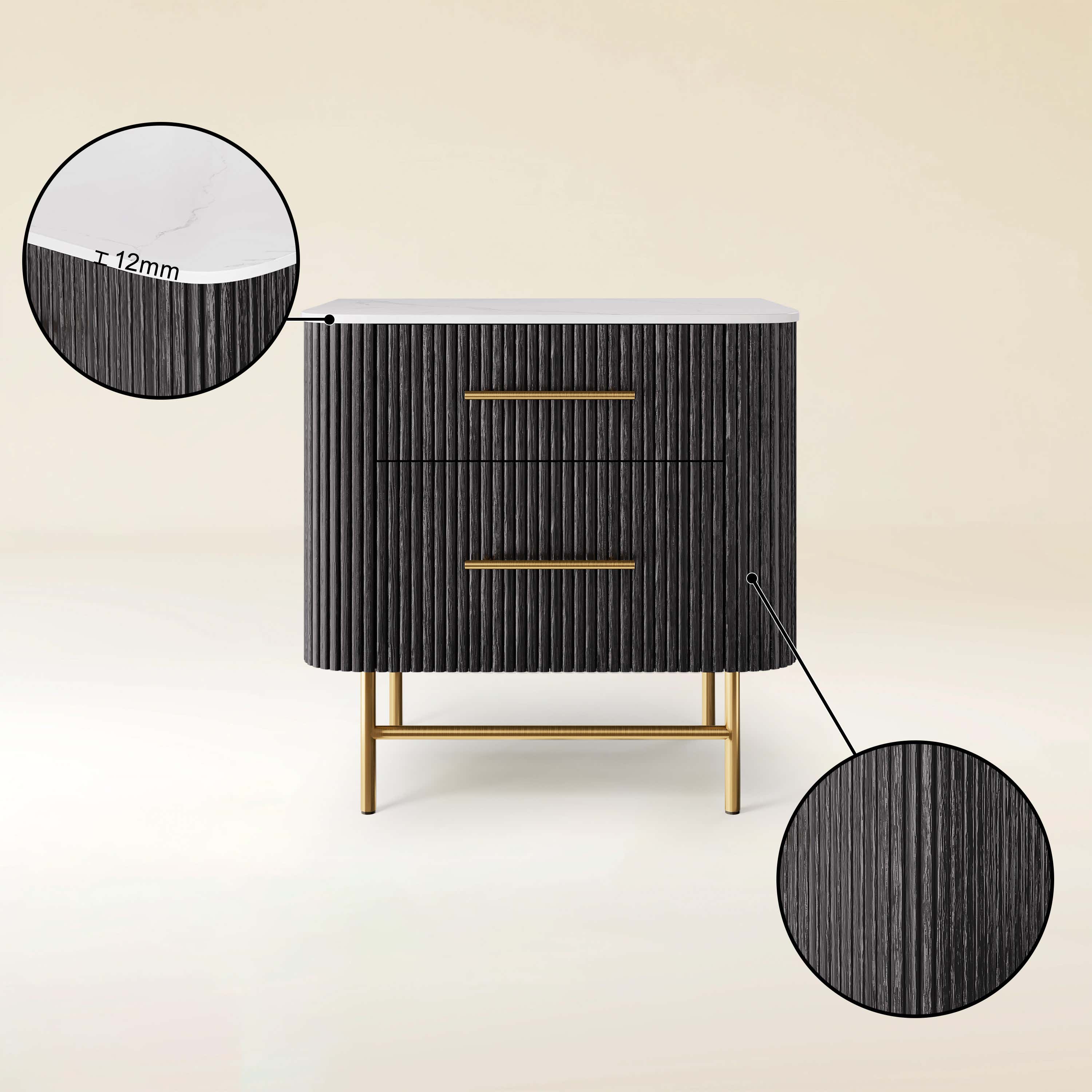 Ewan Sintered Stone Nightstand 26"W