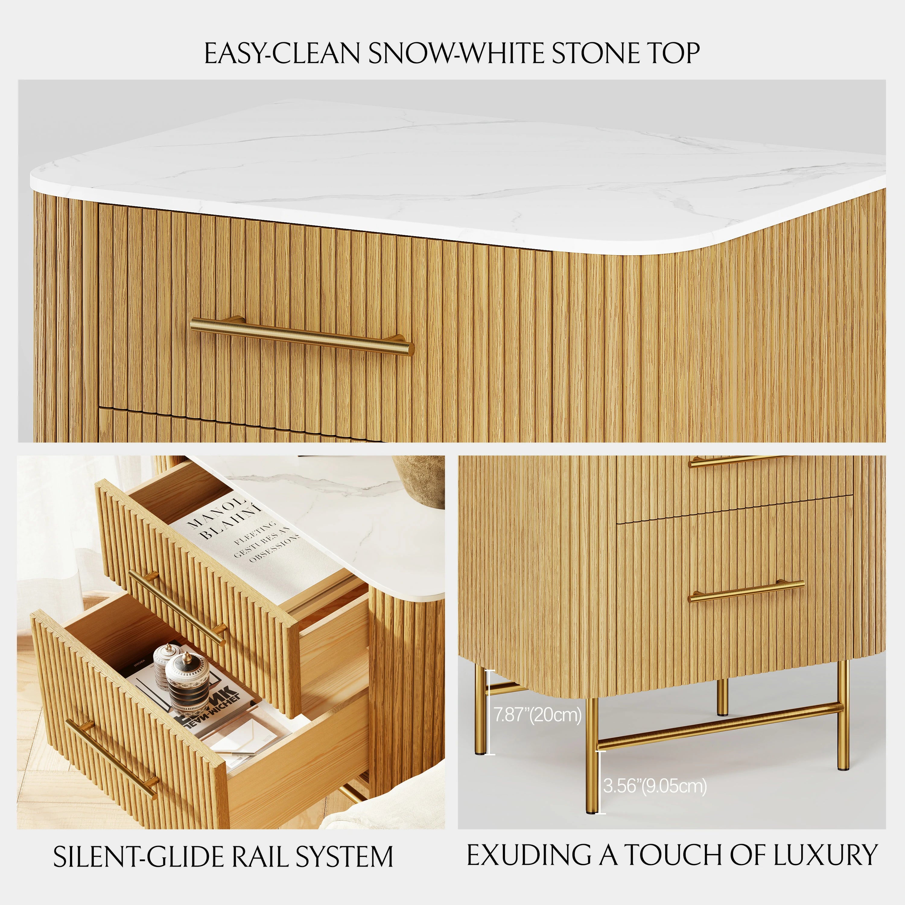 Ewan Sintered Stone Nightstand 26"W