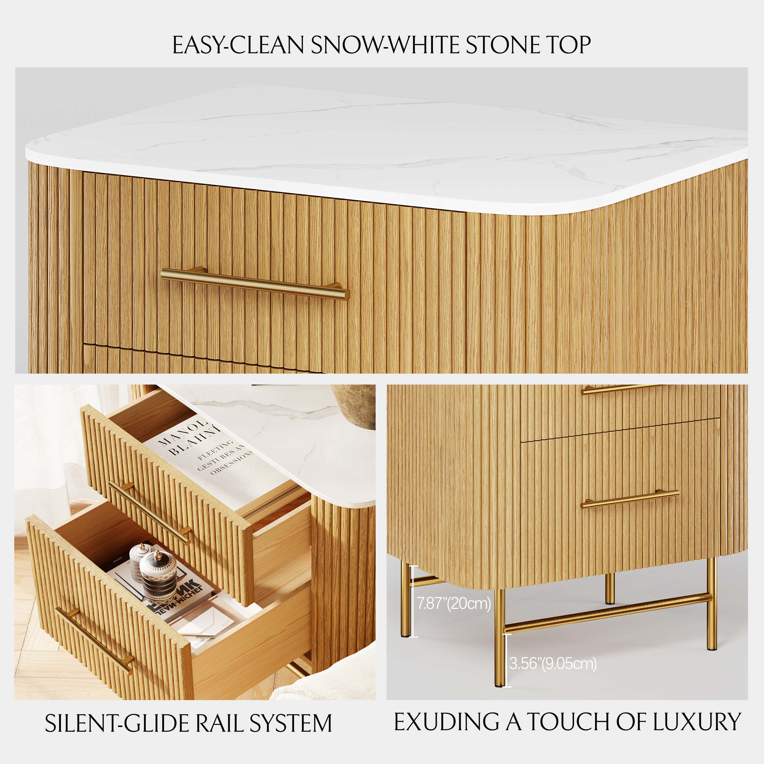 Ewan Sintered Stone Nightstand 26"W