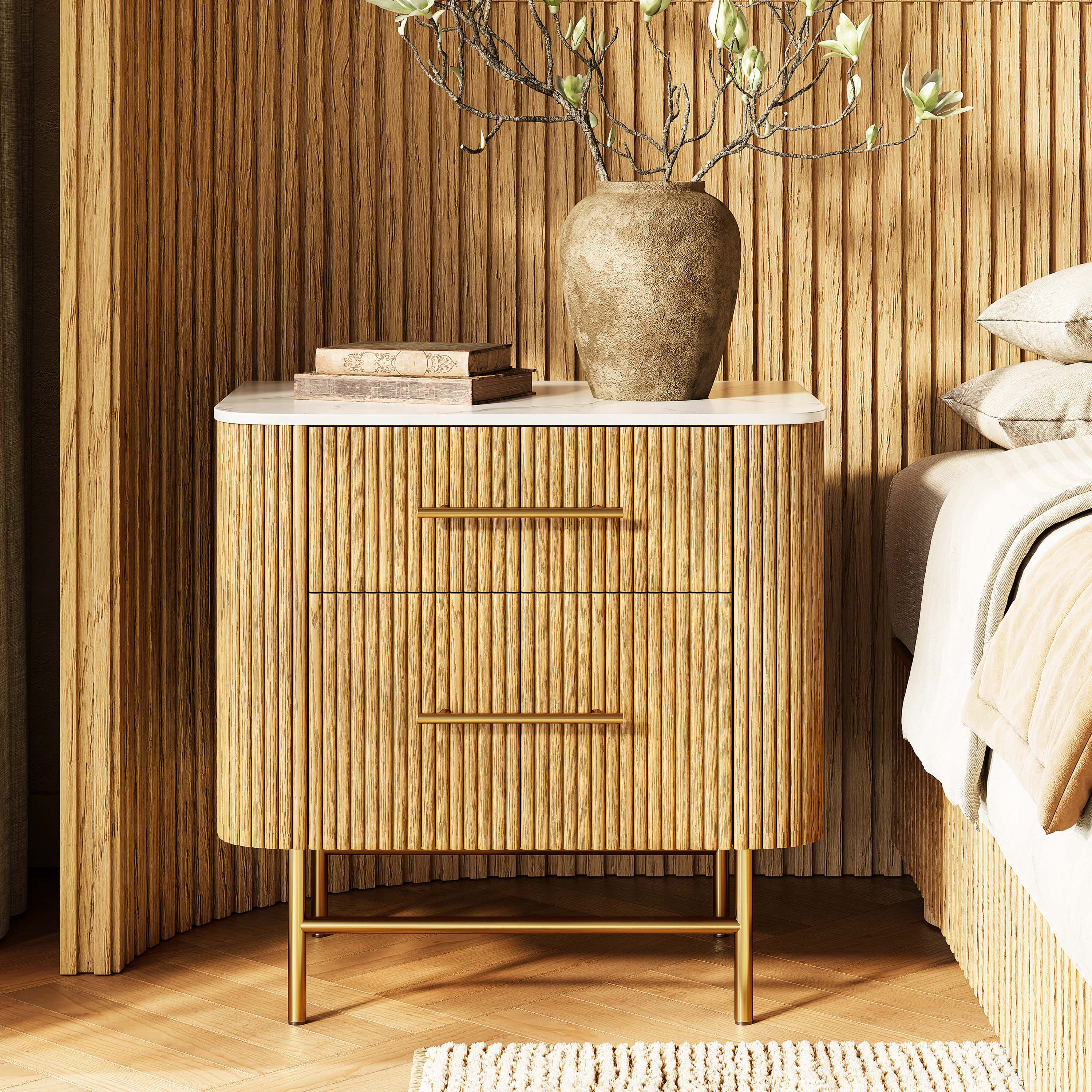 Ewan Sintered Stone Nightstand 26"W