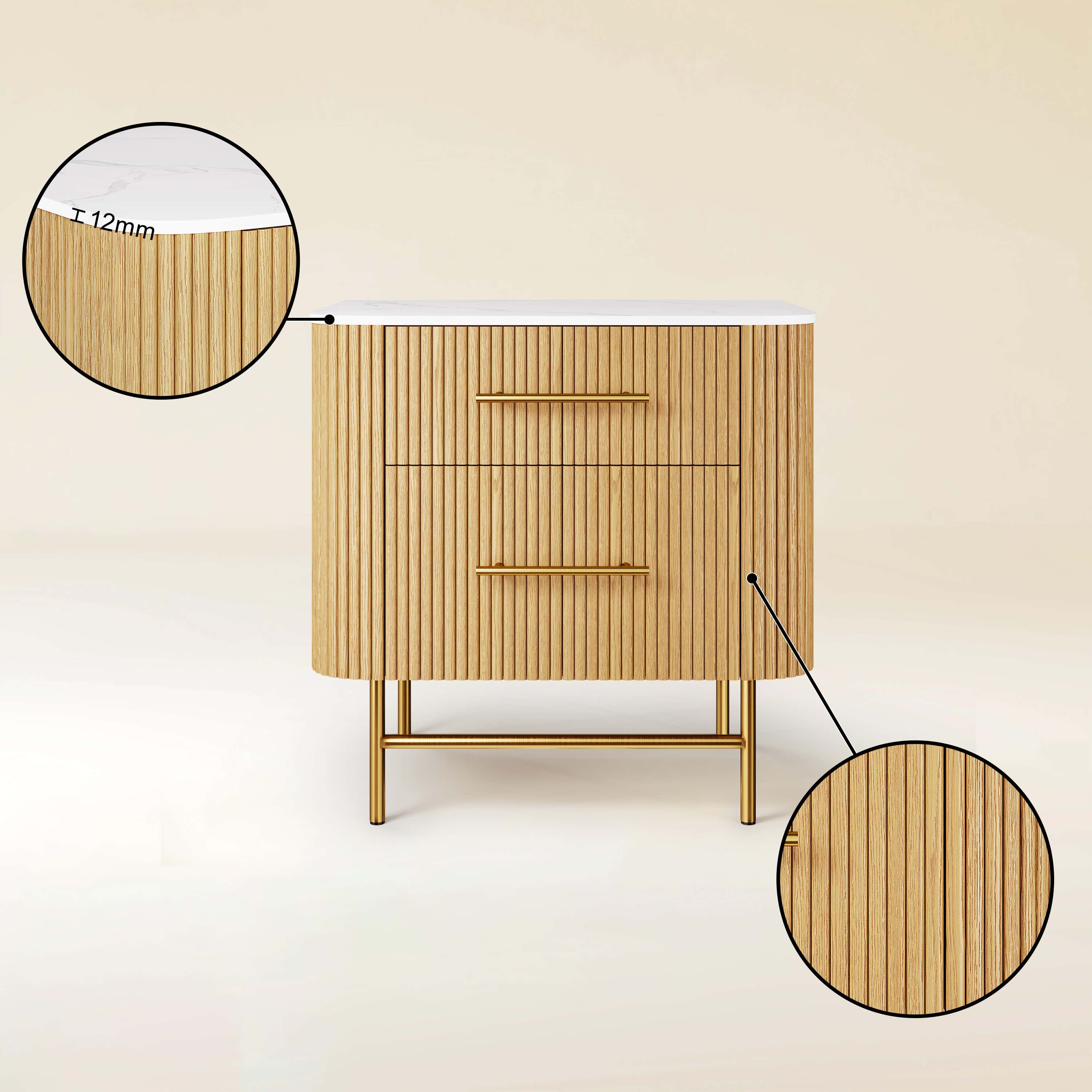 Ewan Sintered Stone Nightstand 26"W