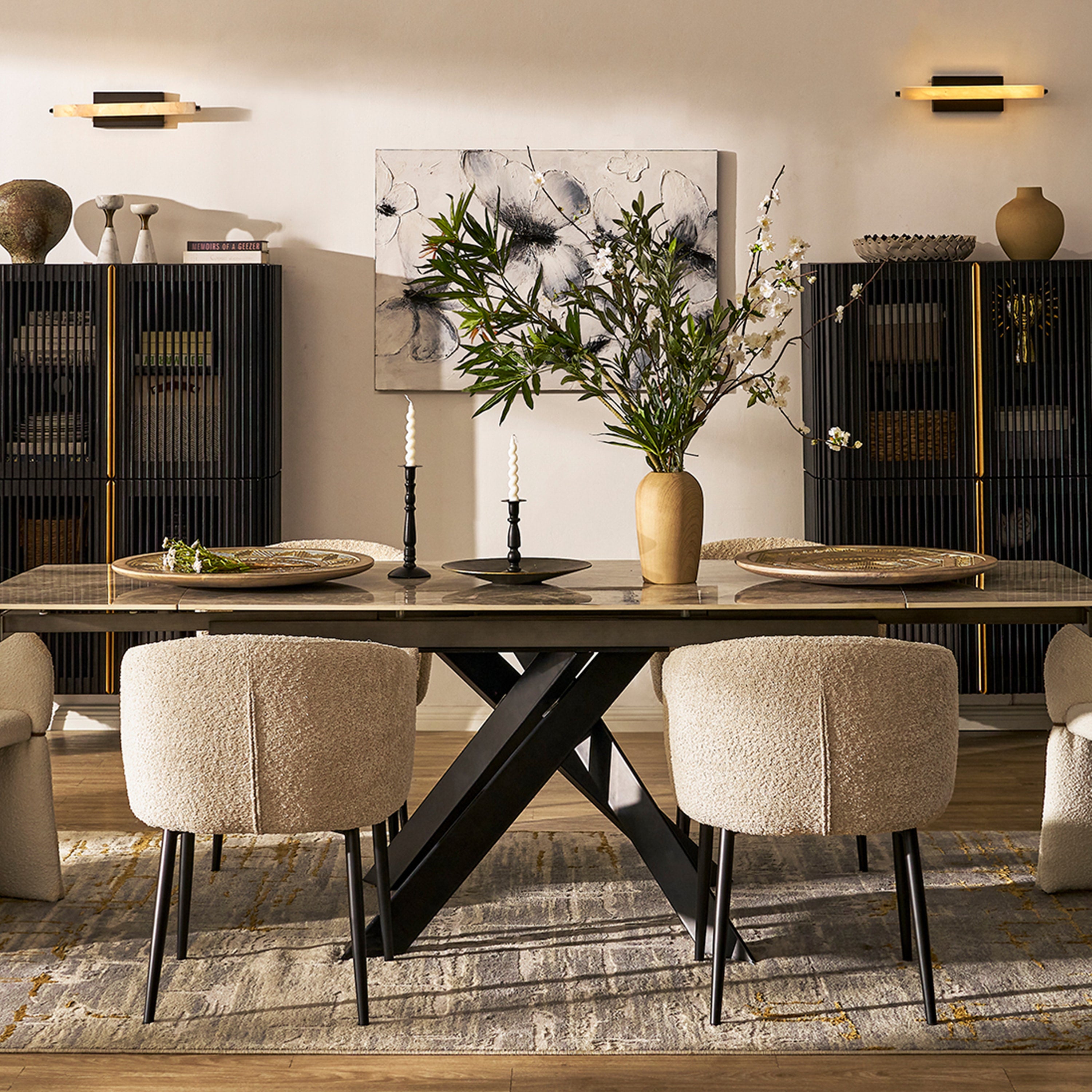 Labarthe Extended Rectangular Sintered Stone Dining Table 160cm-240cm