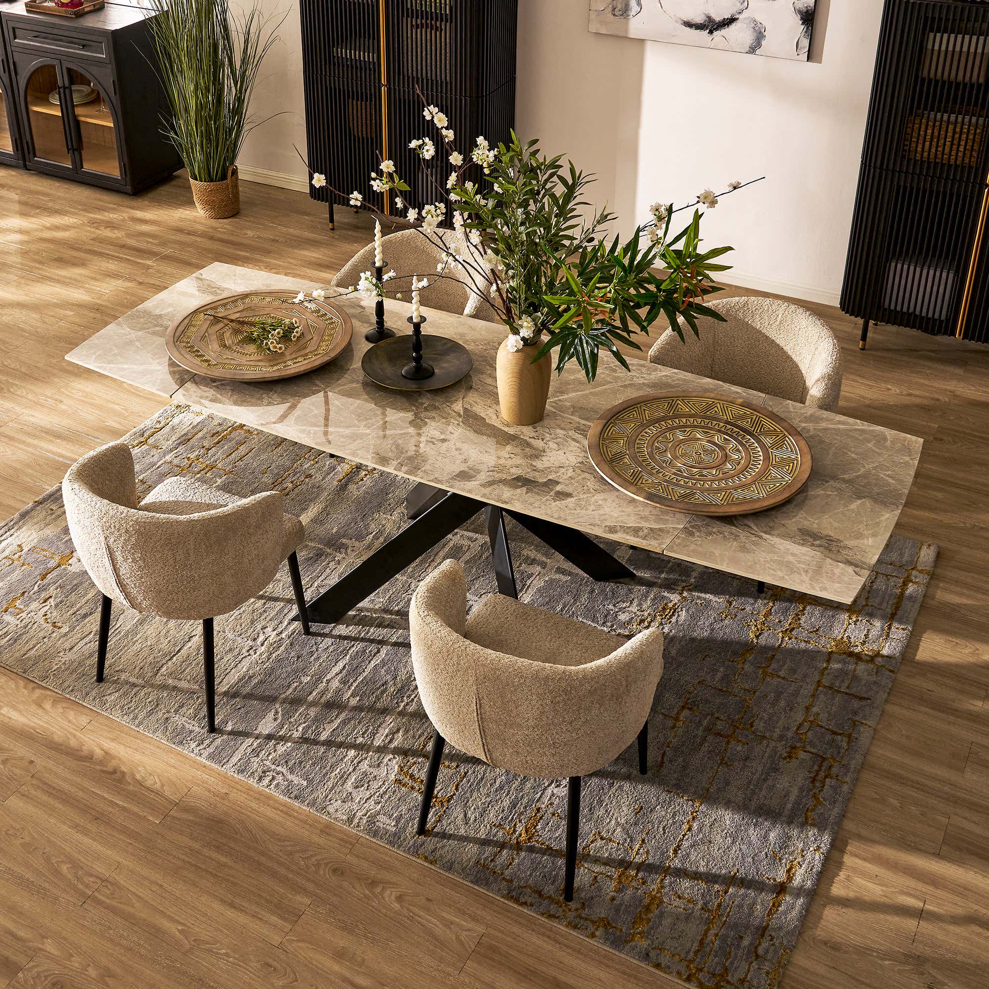 Labarthe Extended Rectangular Sintered Stone Dining Table 160cm-240cm