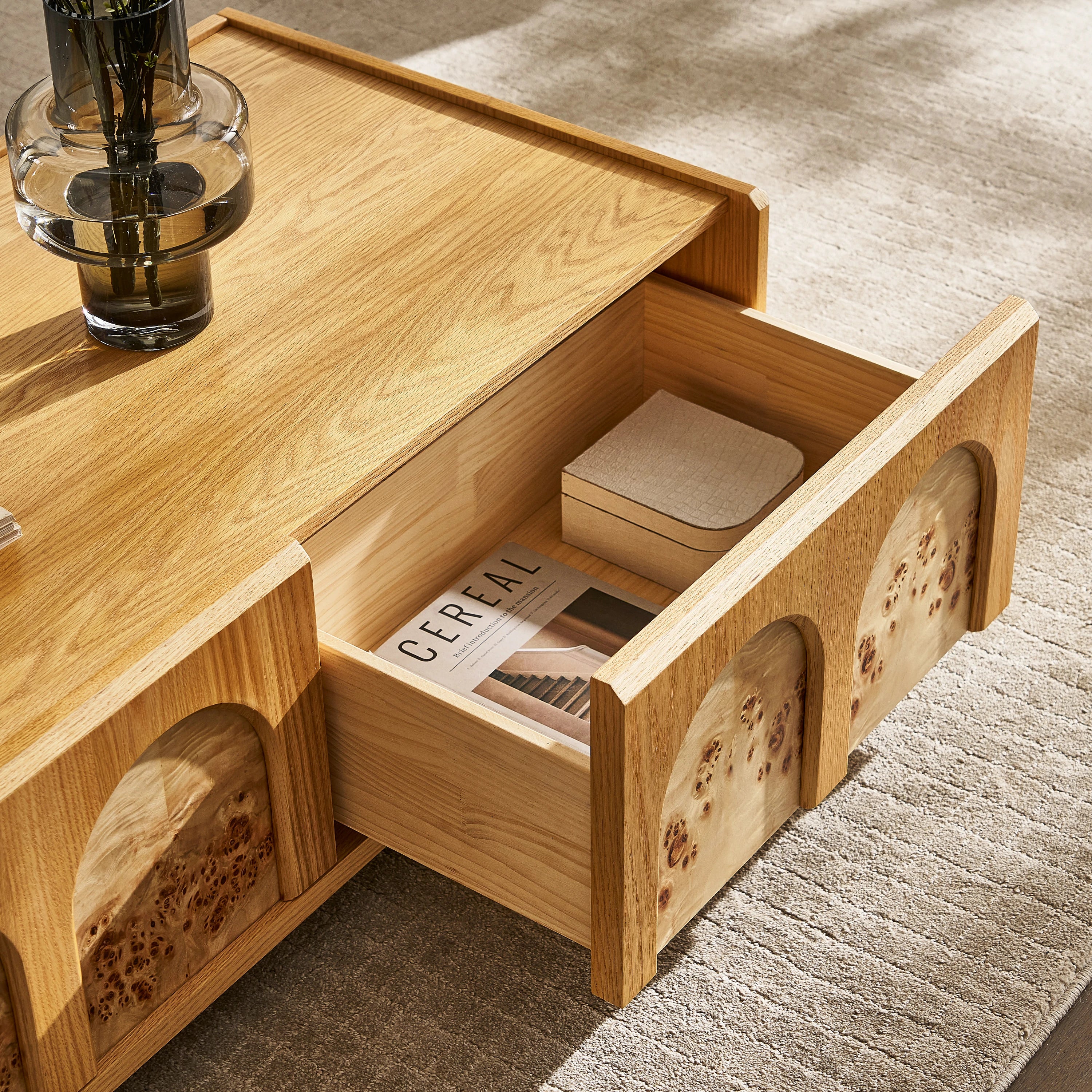 Aurora Oak Coffee Table and Media Console Set
