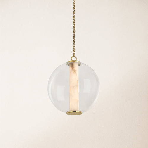 Auroba Alabaster Tube Glass Globe Pendant 14''D