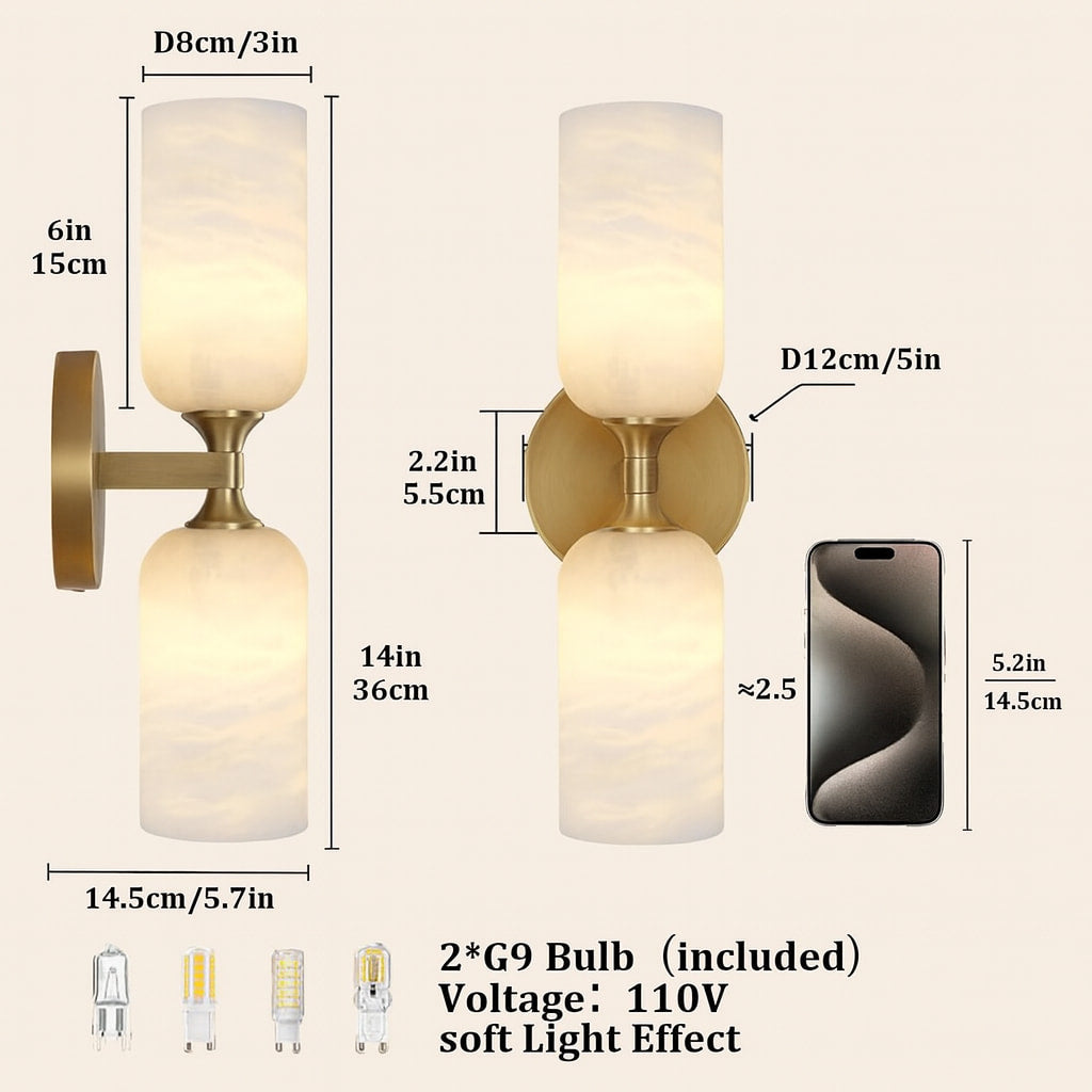 Axis Alabaster Wall Sconce 14"H