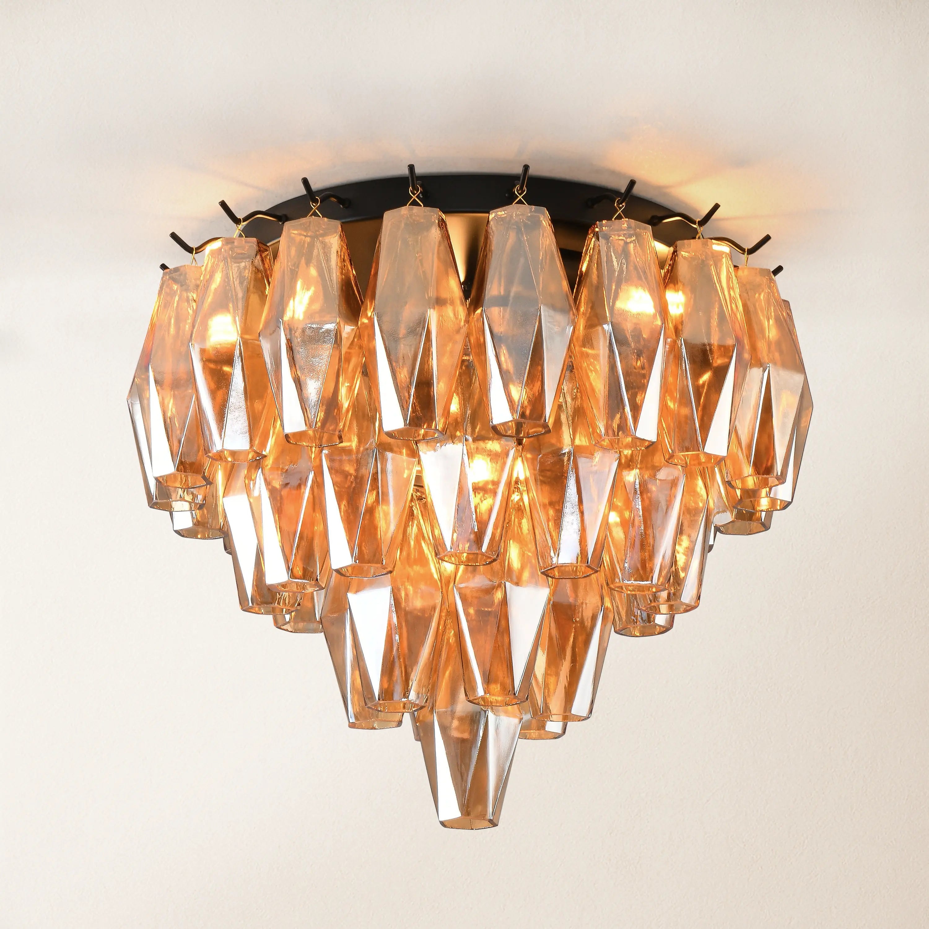 Celestial Drop Round Glass Flush Mount 13"D