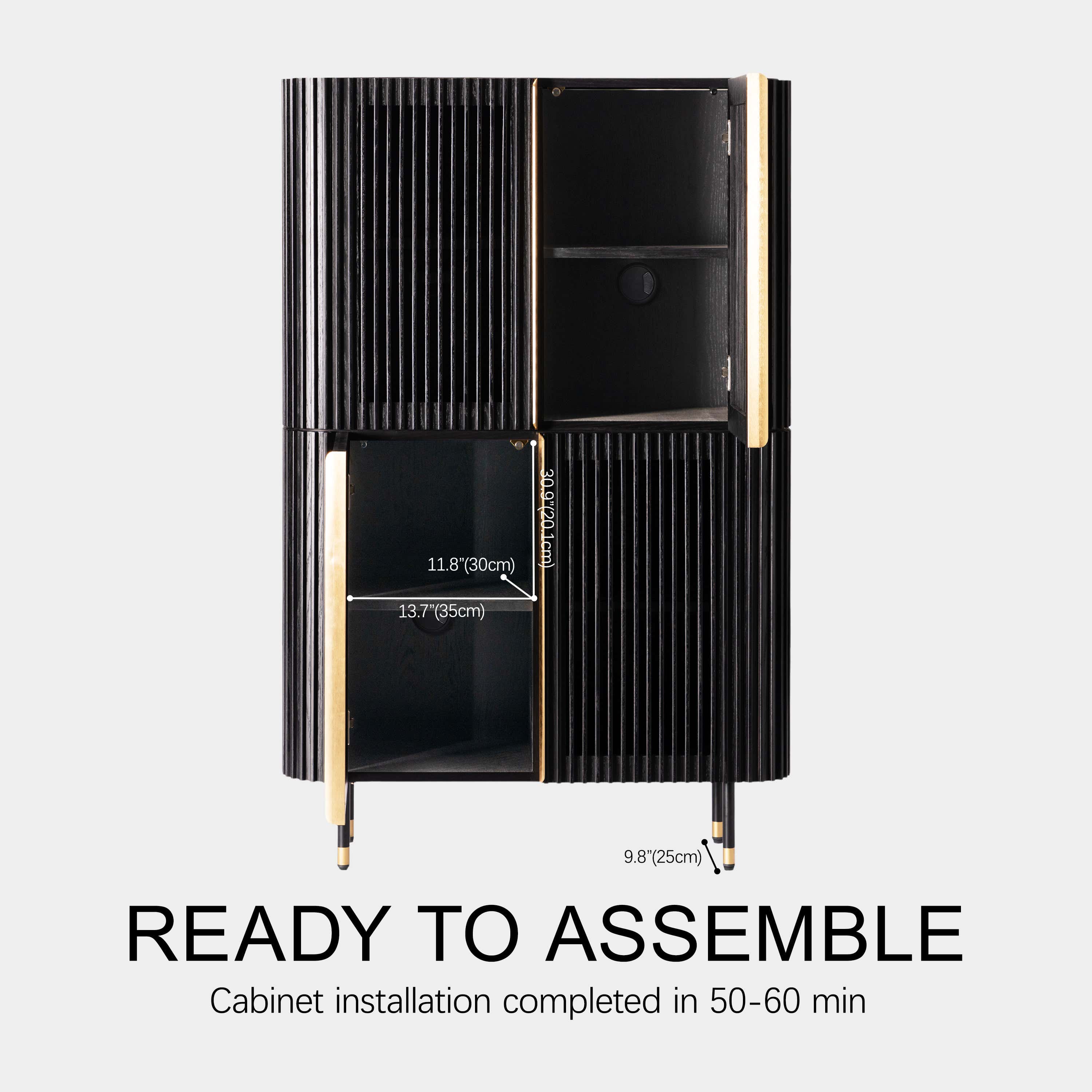 Ewan 67″H Oak Vertical Combination Cabinet(Set of 2)