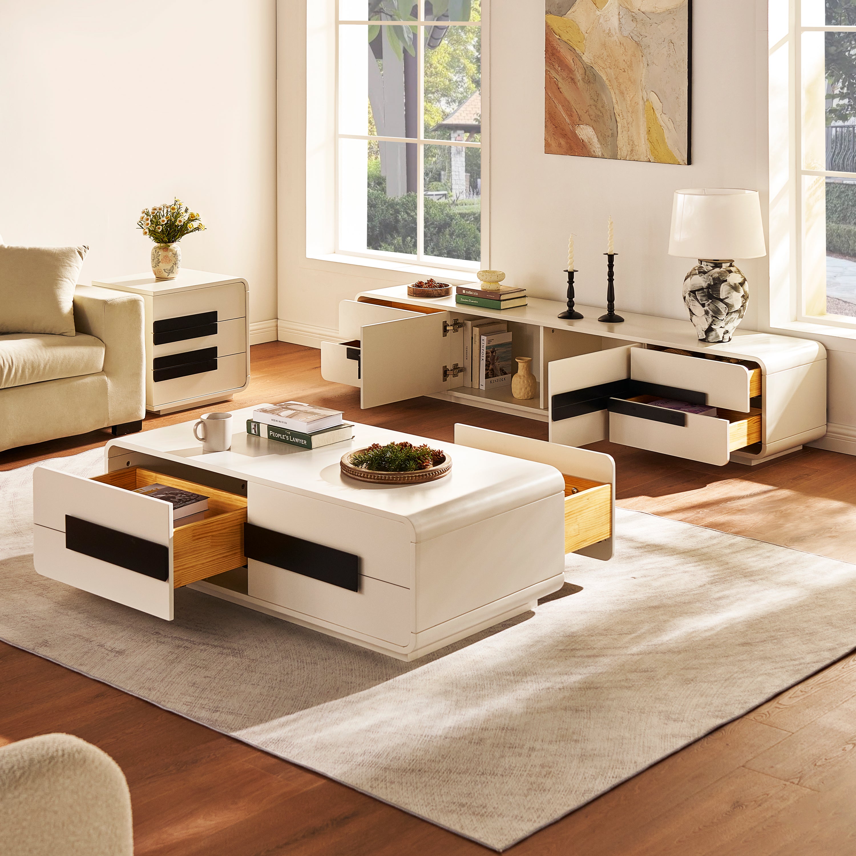 Soren Media Console And Coffee Table Set