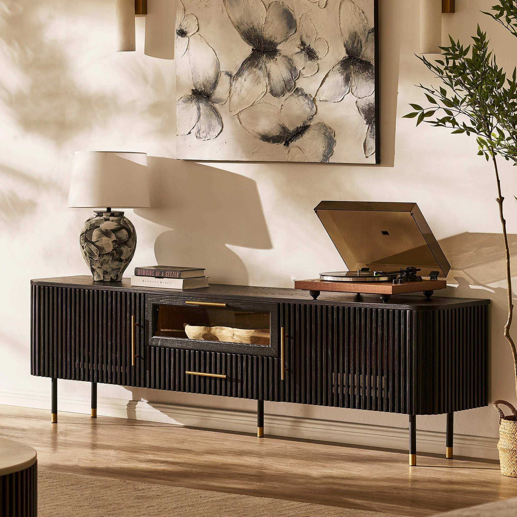 Ewan Oak Media Console 80"W