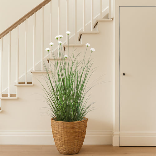 Artificial 9-Head Cosmos with Curved Onion Grass Bonsai 110cm H