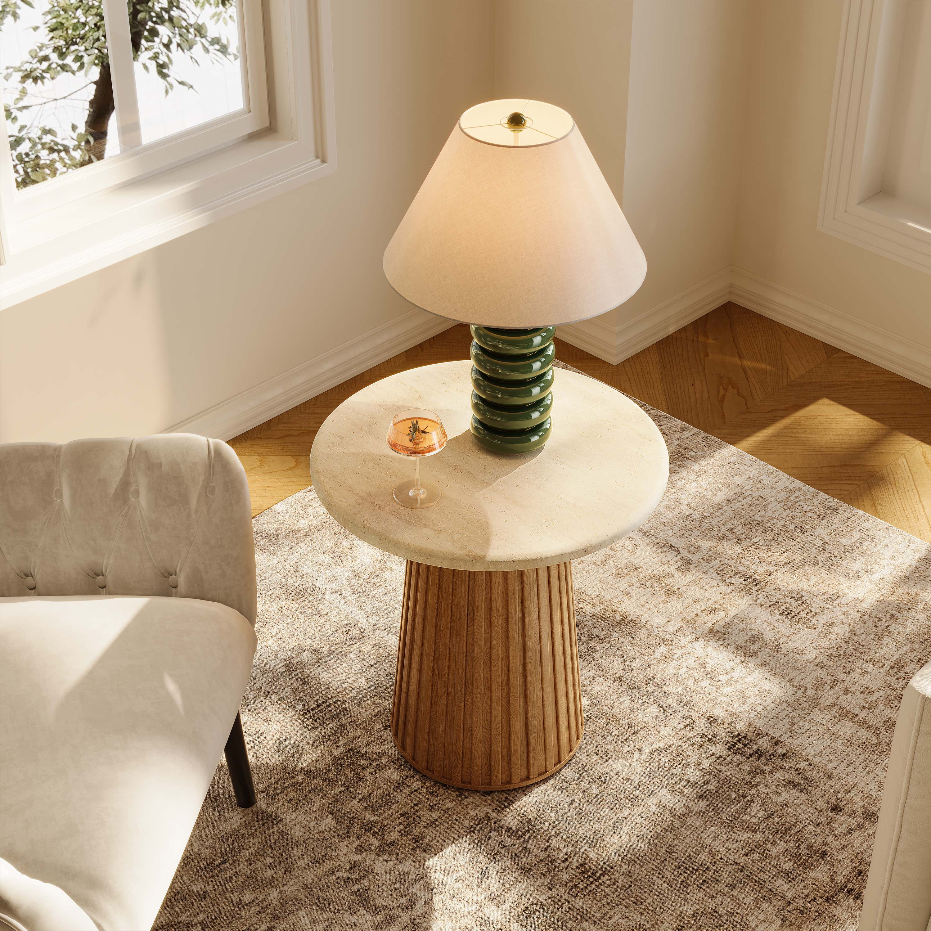 Emery Sintered Stone Side Table 50cm W