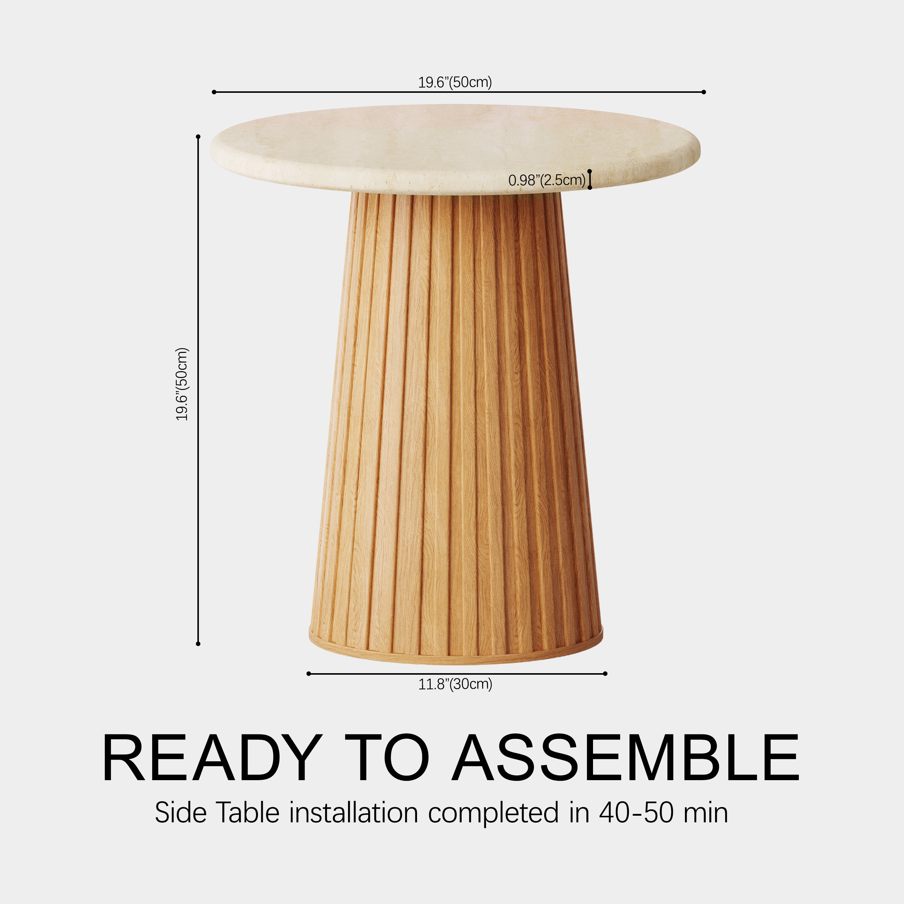 Emery Sintered Stone Side Table 50cm W