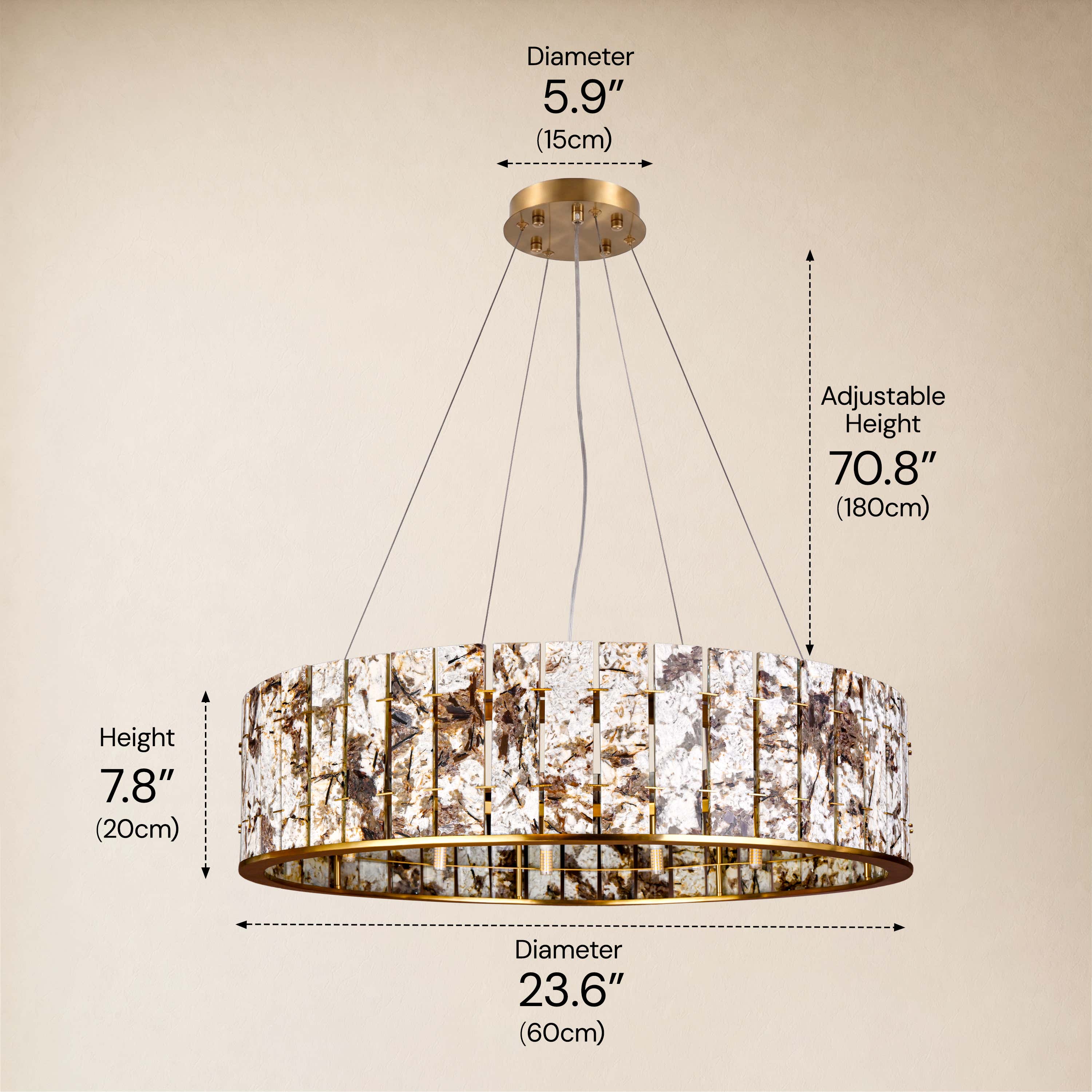 Pietra Marble Round Chandelier 23.6"D