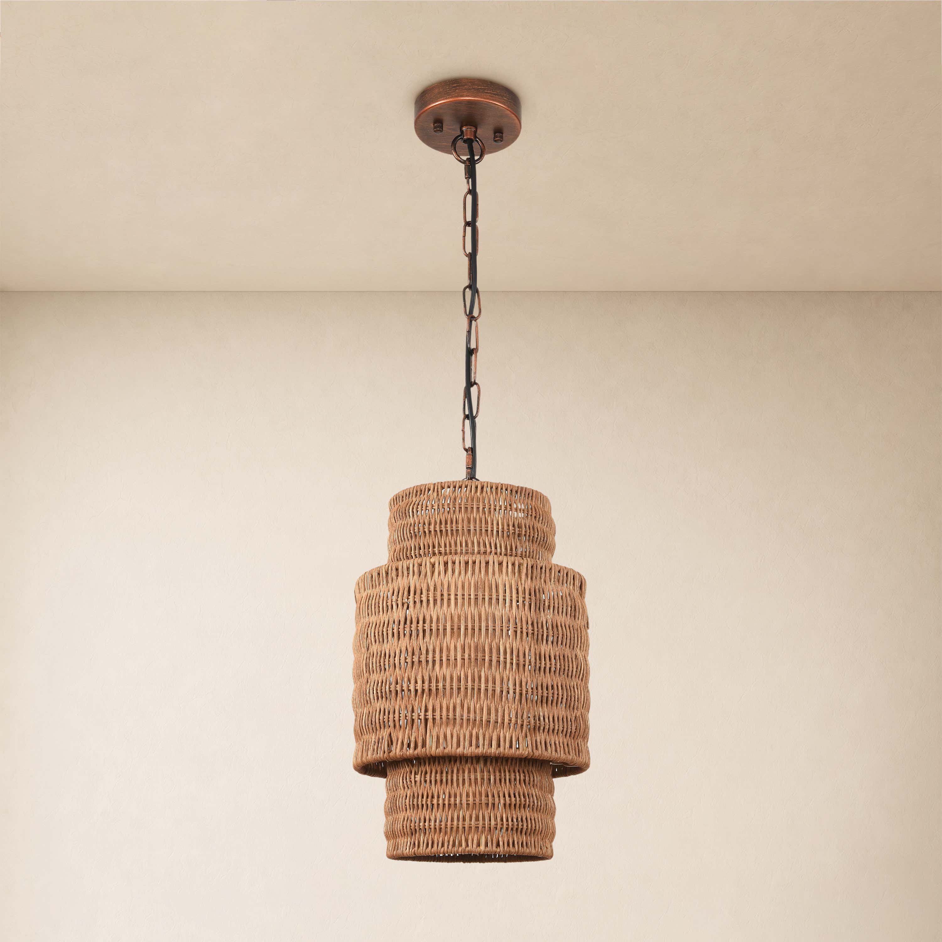 Cavana Rattan Round Pendant 9"D