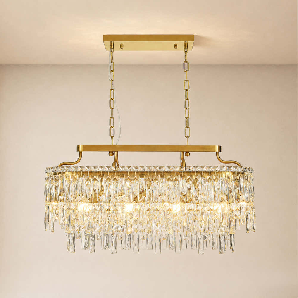 Lucentra Crystal Linear Chandelier 31"W#Finish_Gold