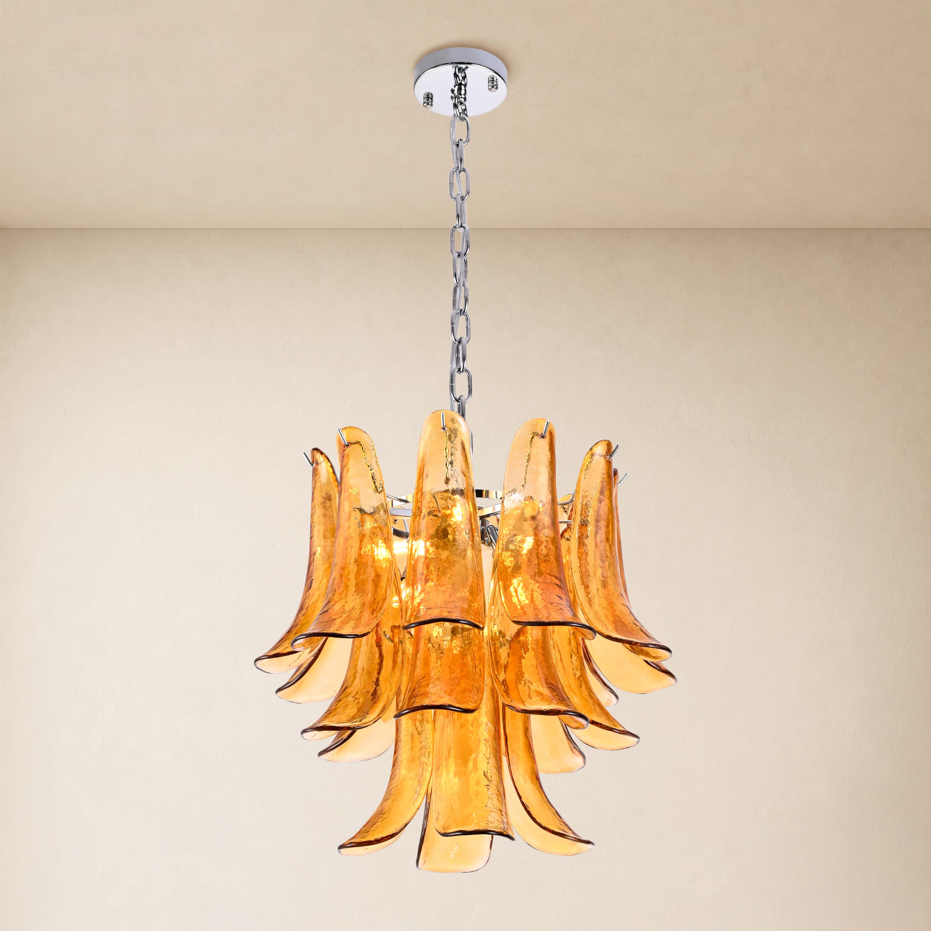 Nivelle Textured Glass Petal Chandelier 19.6"D
