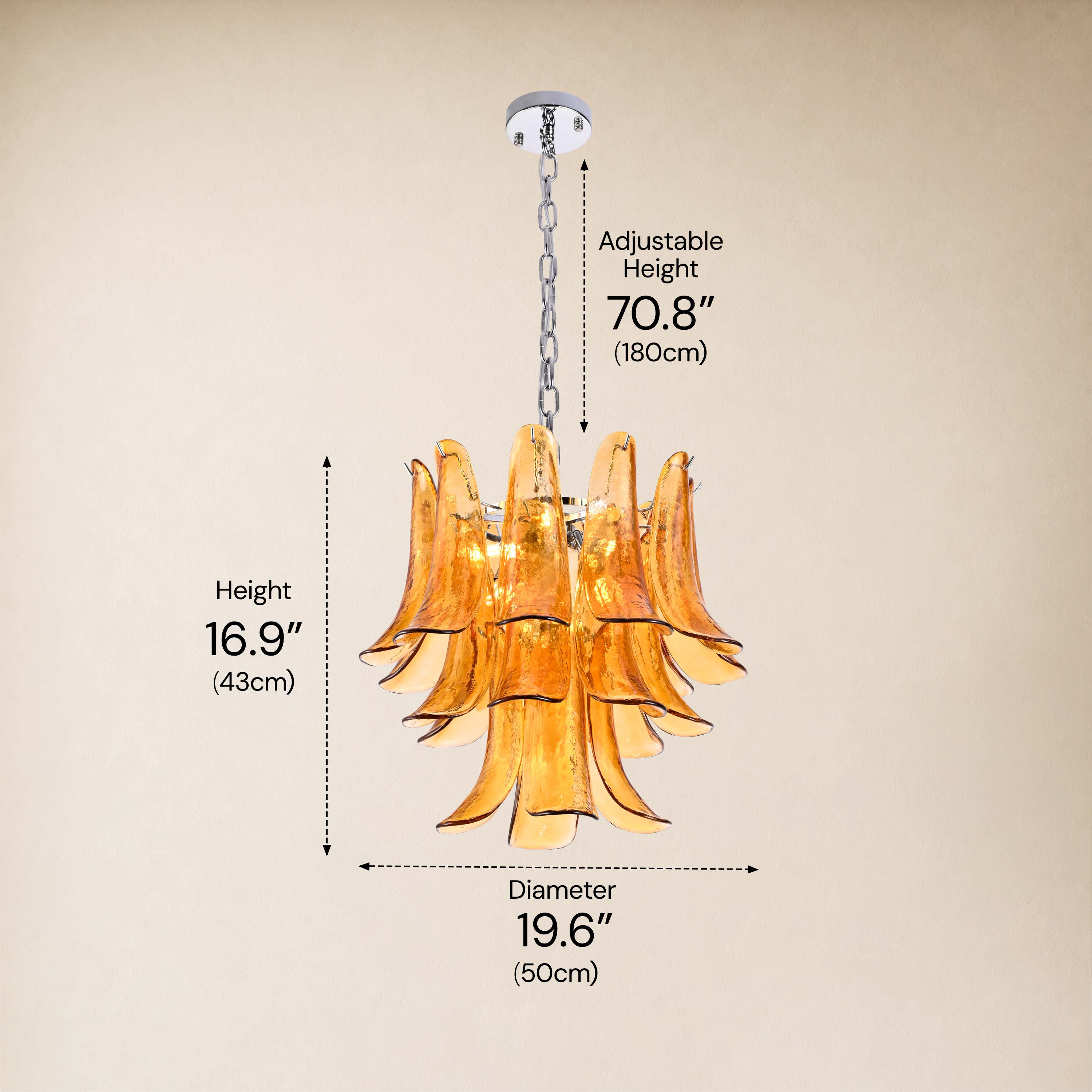 Nivelle Textured Glass Petal Chandelier 19.6"D