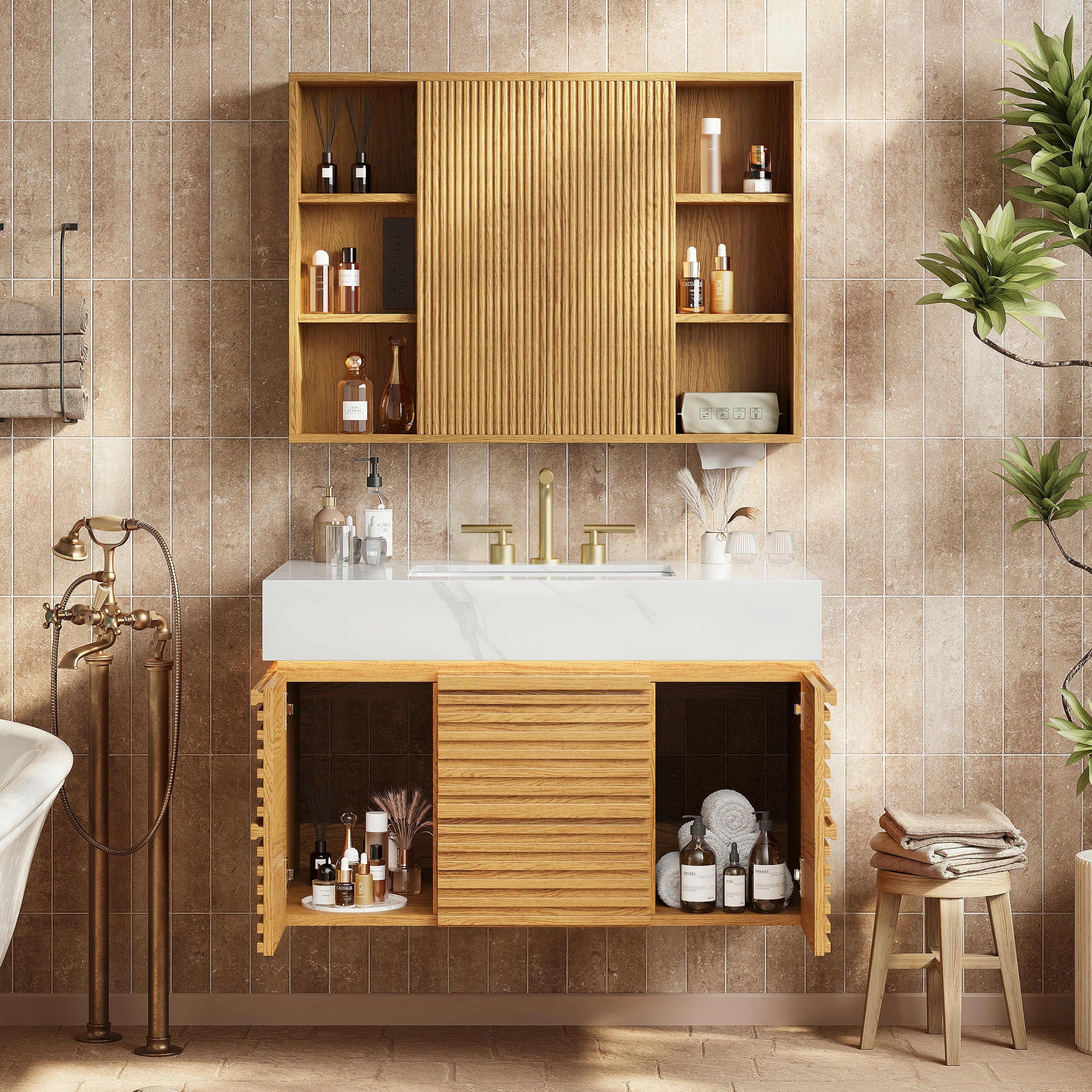 Isla Oak Bathroom Vanity 91cm W