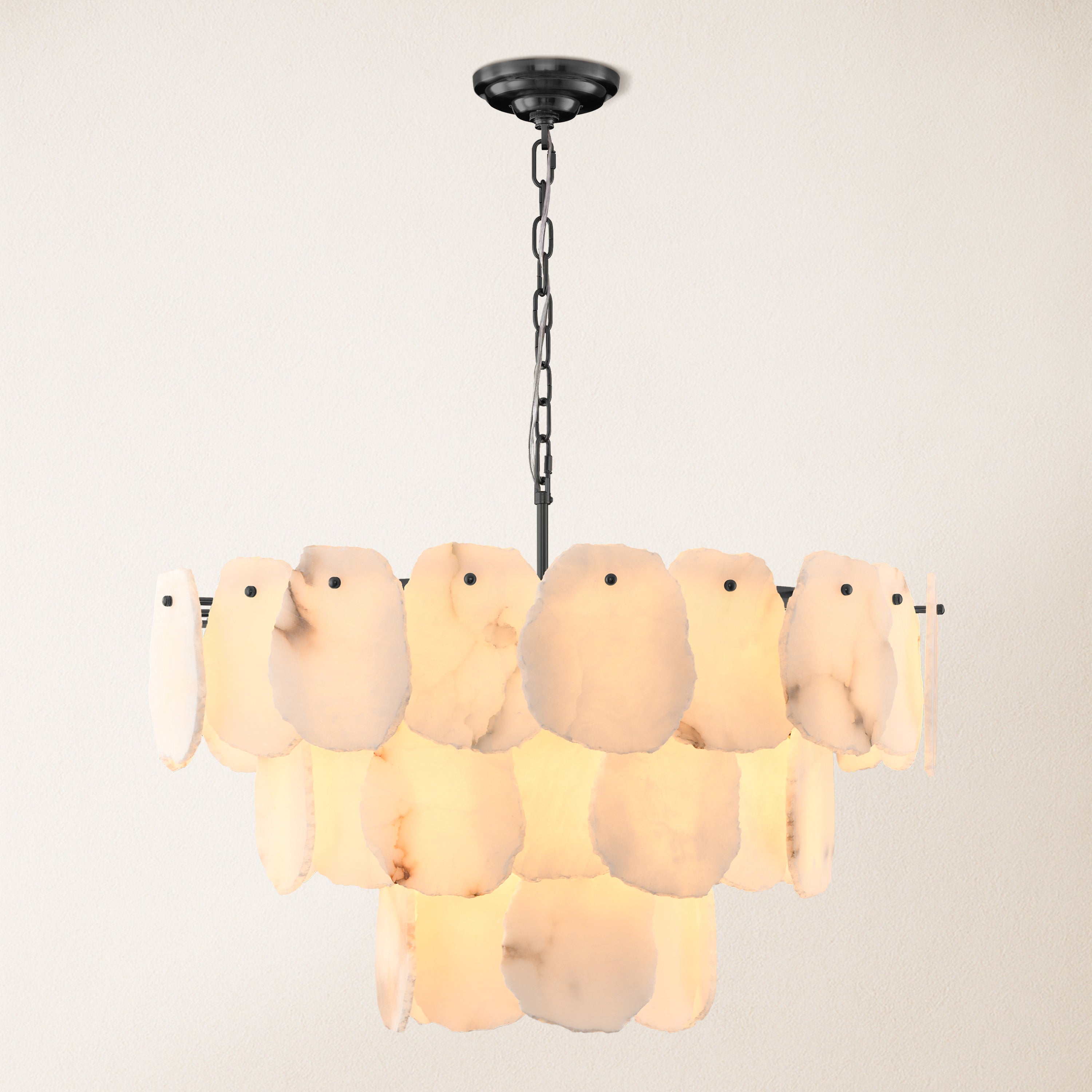 Moira Alabaster Multi-Tier Round Chandelier 32"D#Finish_Black