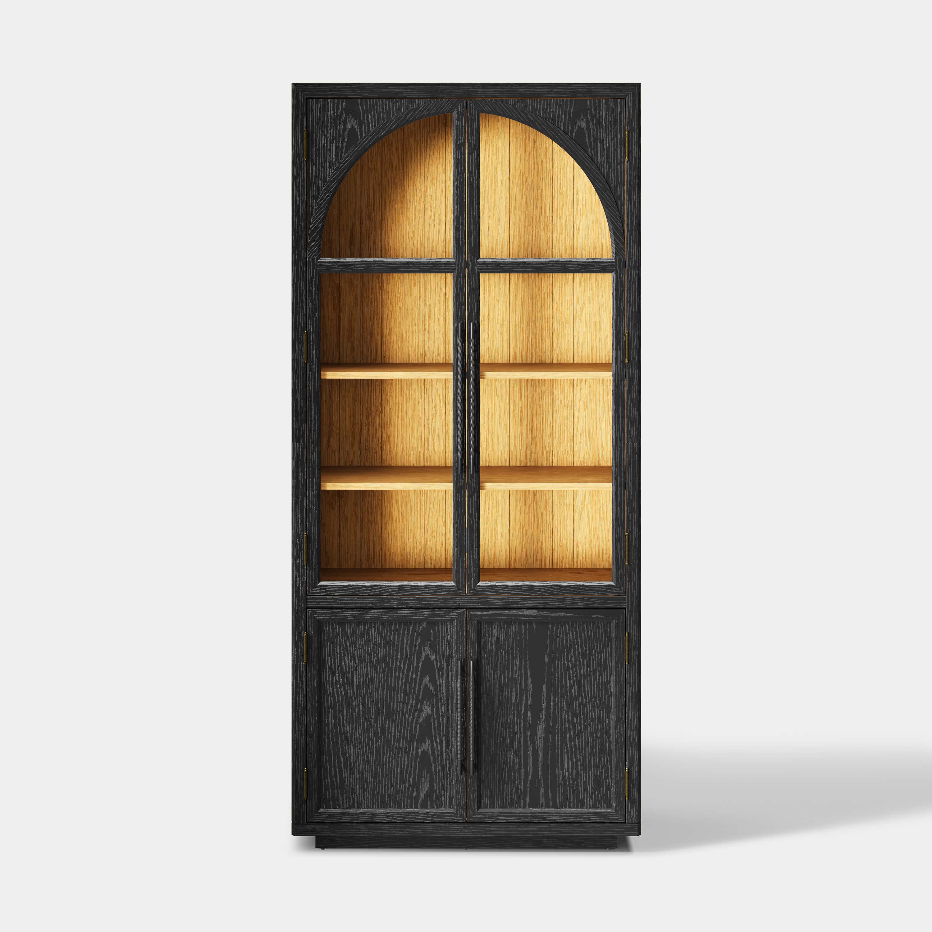 Aurae Arched Bookcase with Cabinet 80"H