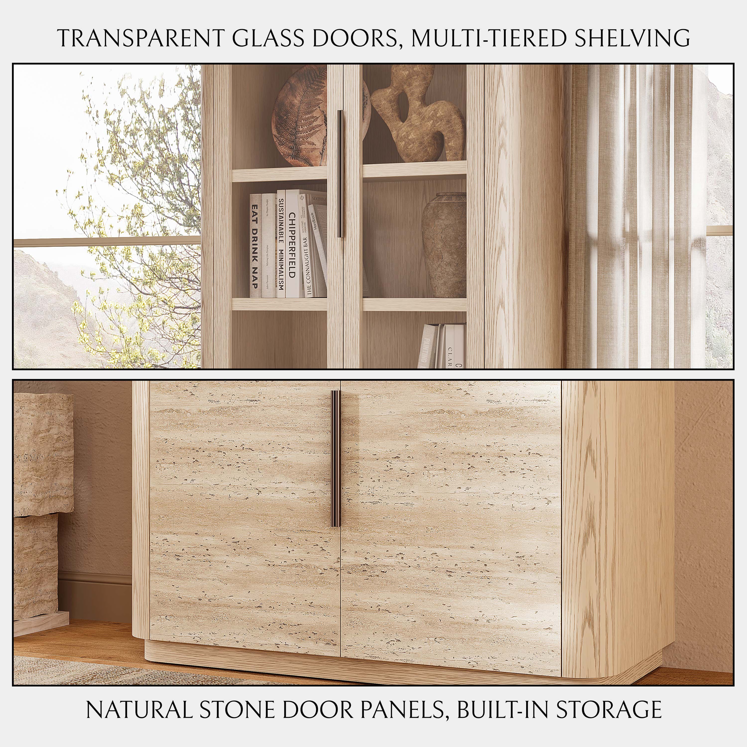 Tivoli Bookcase with Cabinet 89"H