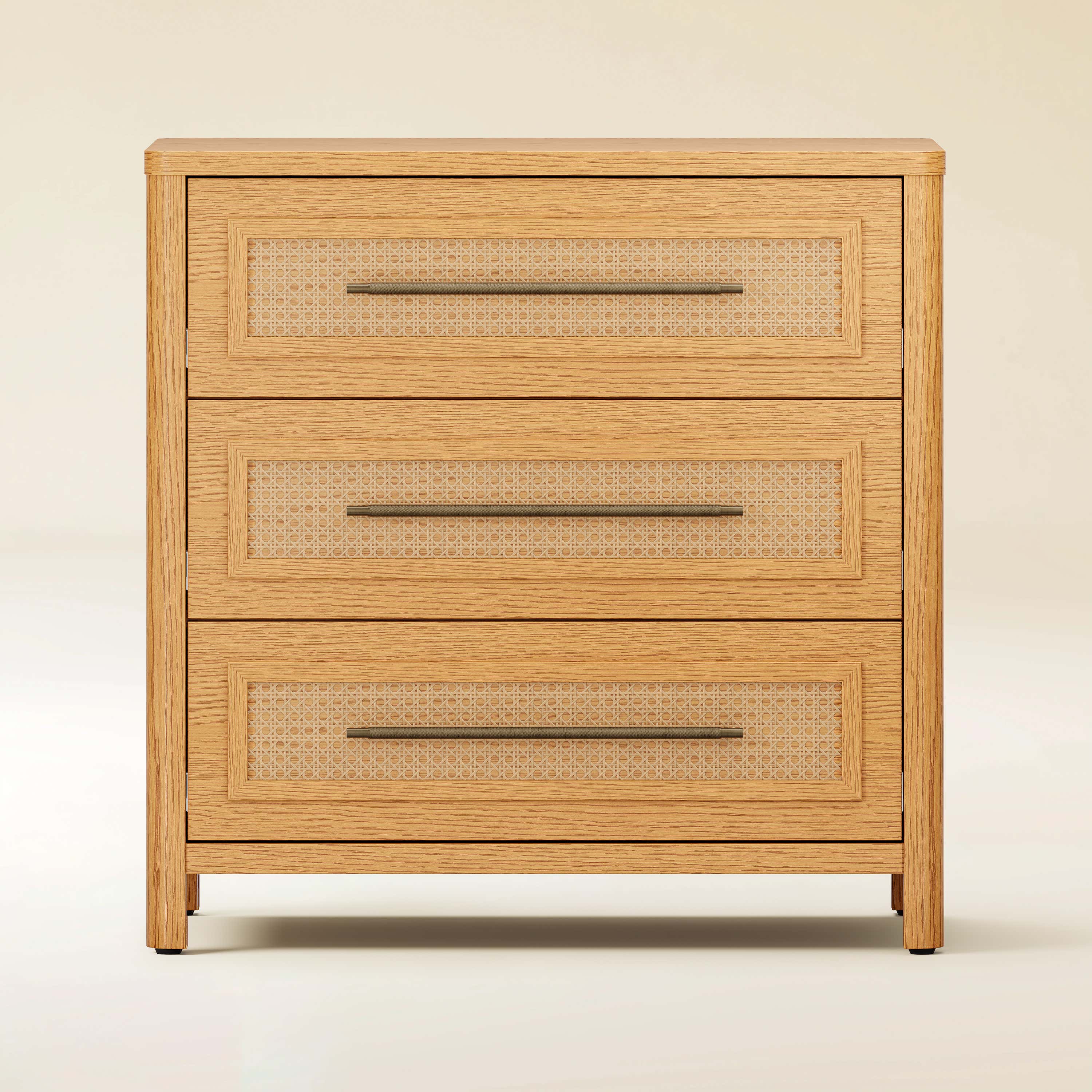 Arden Cane 32" Oak 3-Drawer Chest