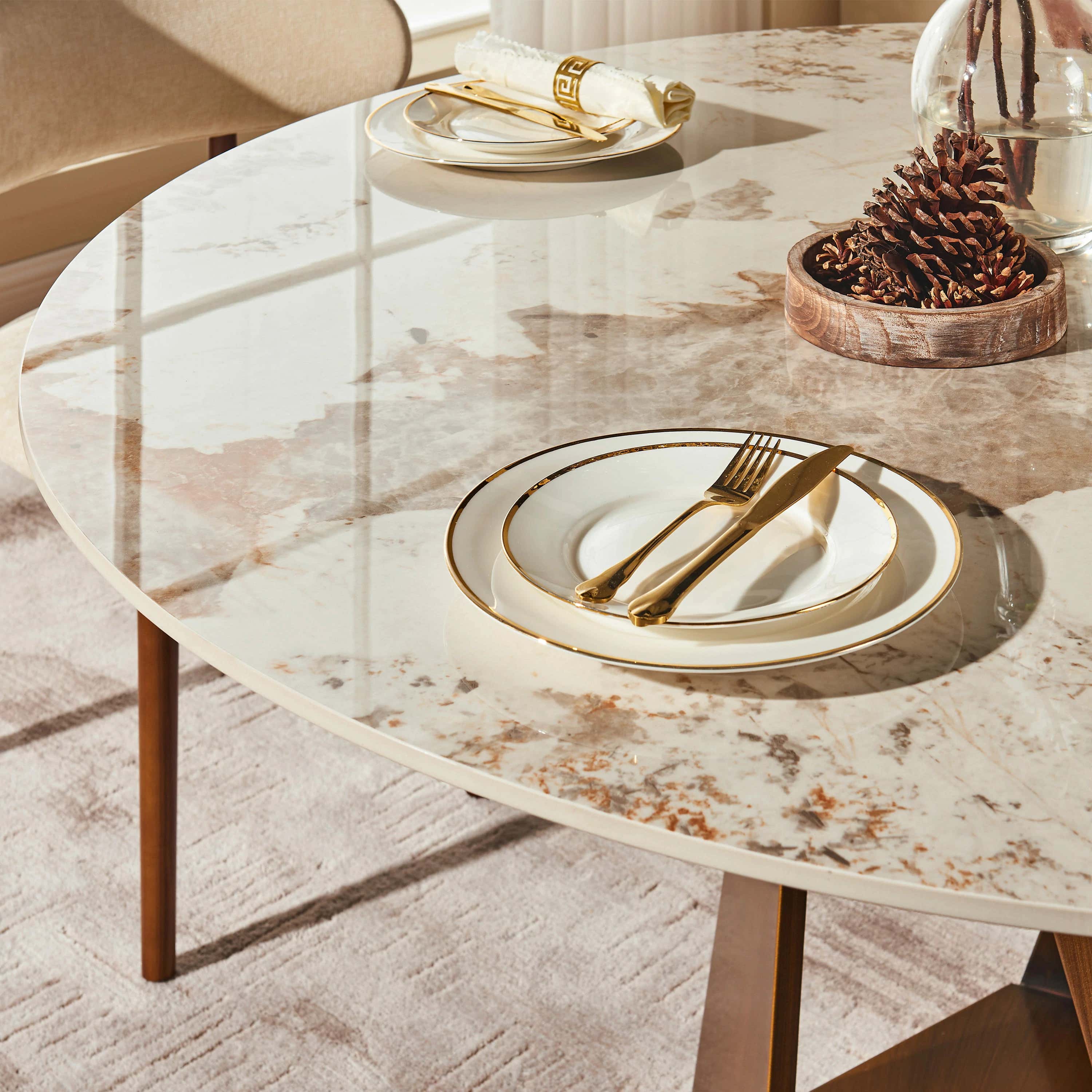 Aurelia Sintered Stone Round Dining Table 59"