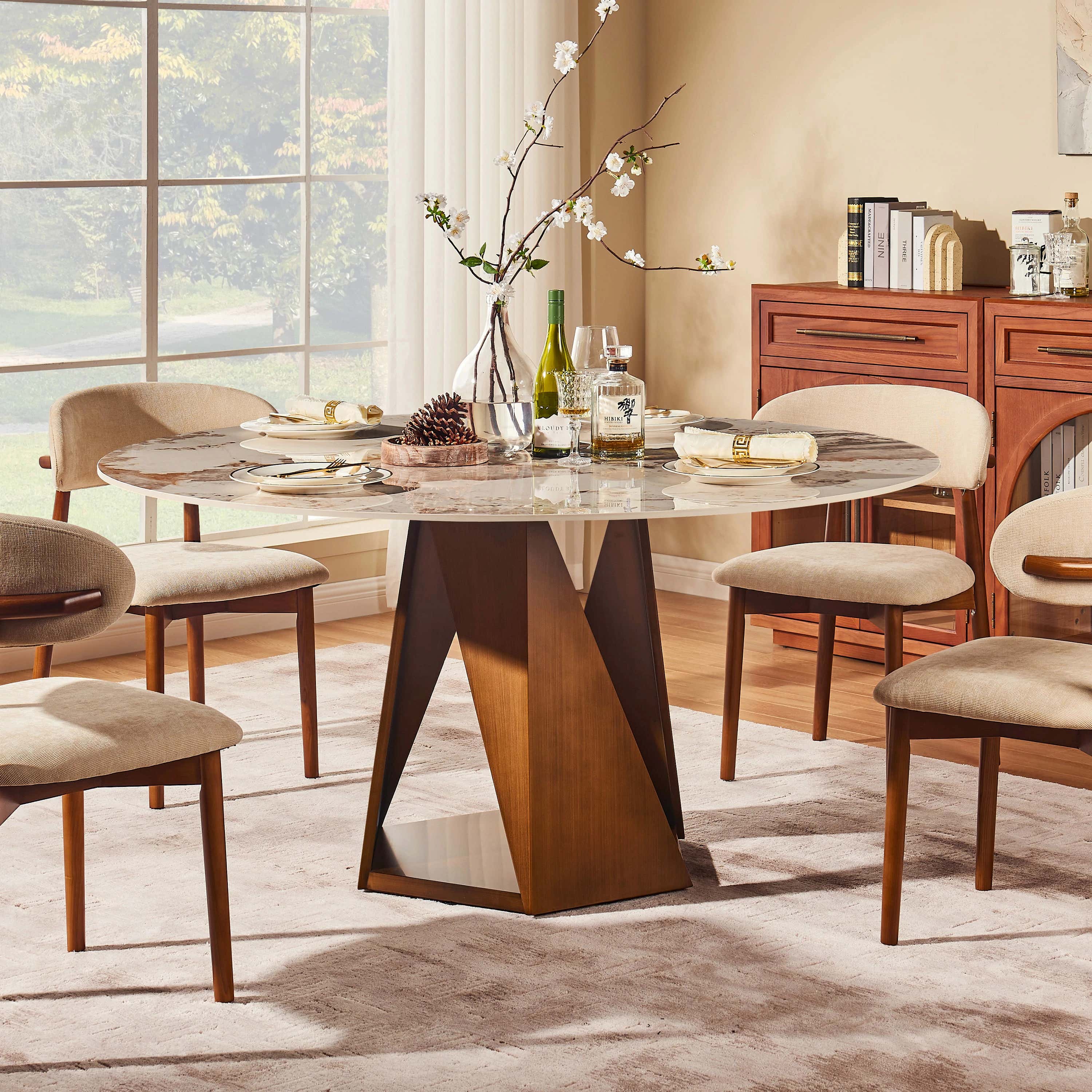 Aurelia Sintered Stone Round Dining Table 59"