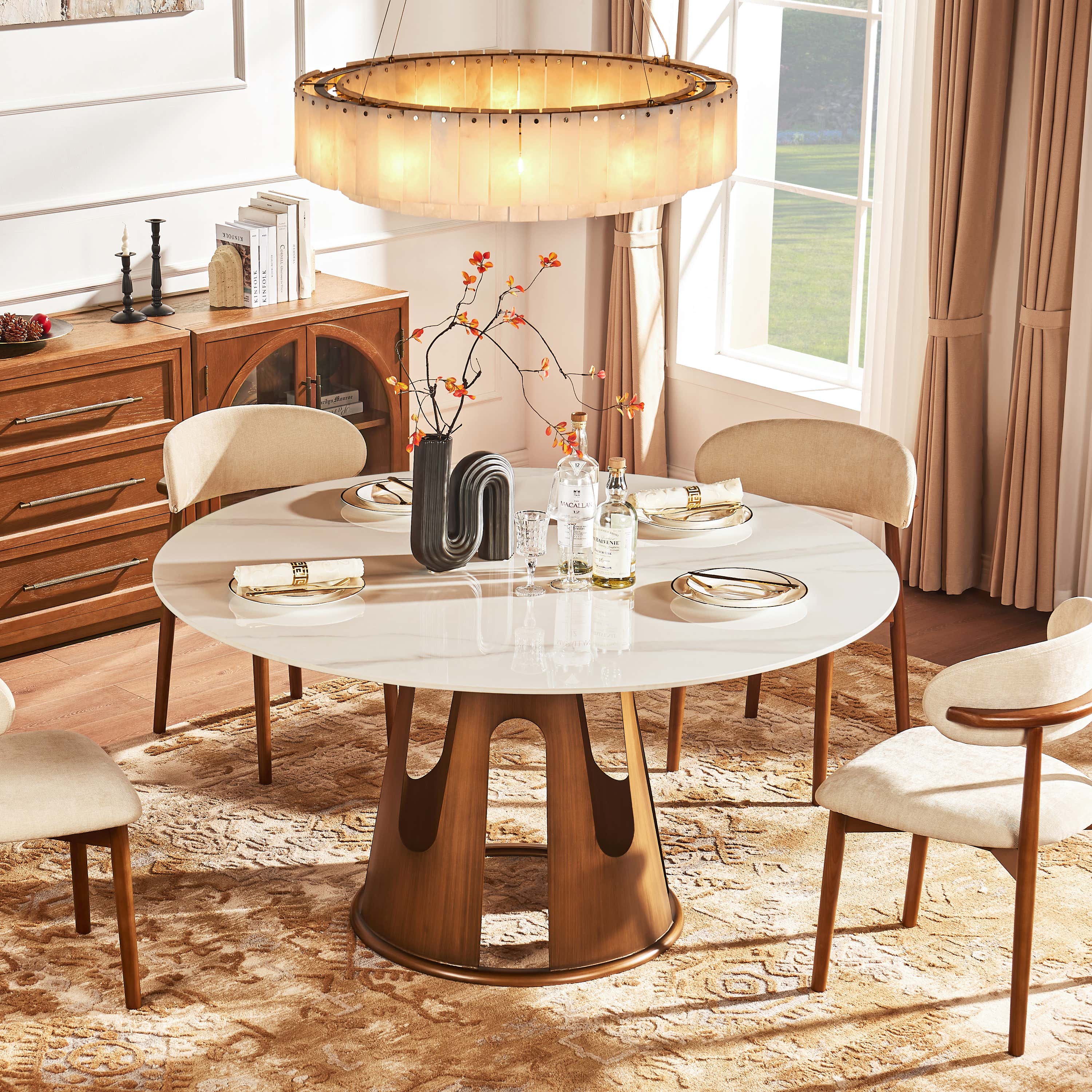 Lyra Sintered Stone Round Dining Table 59"