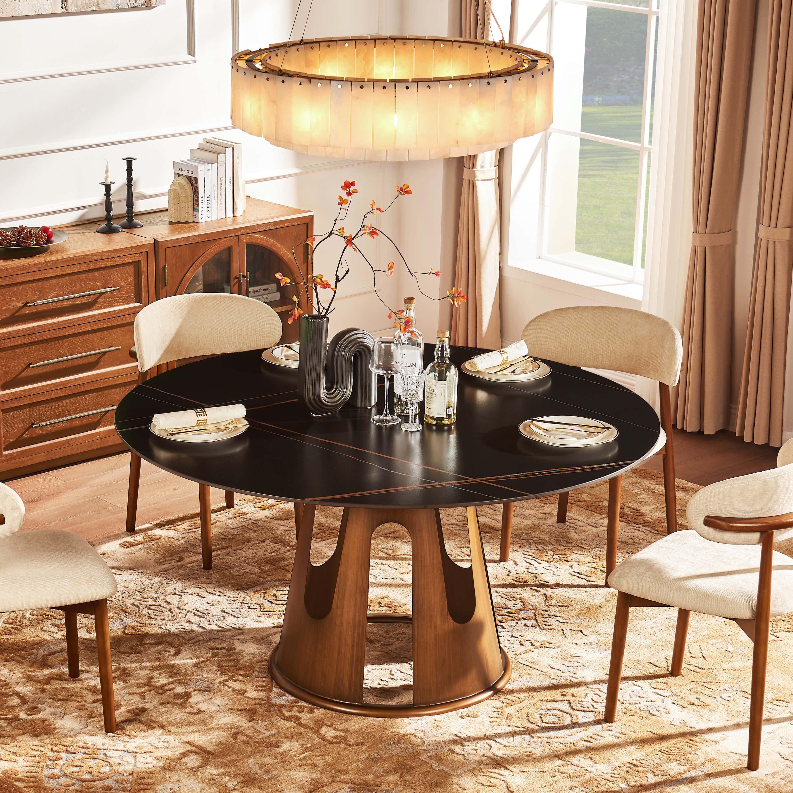 Lyra Sintered Stone Round Dining Table 59"