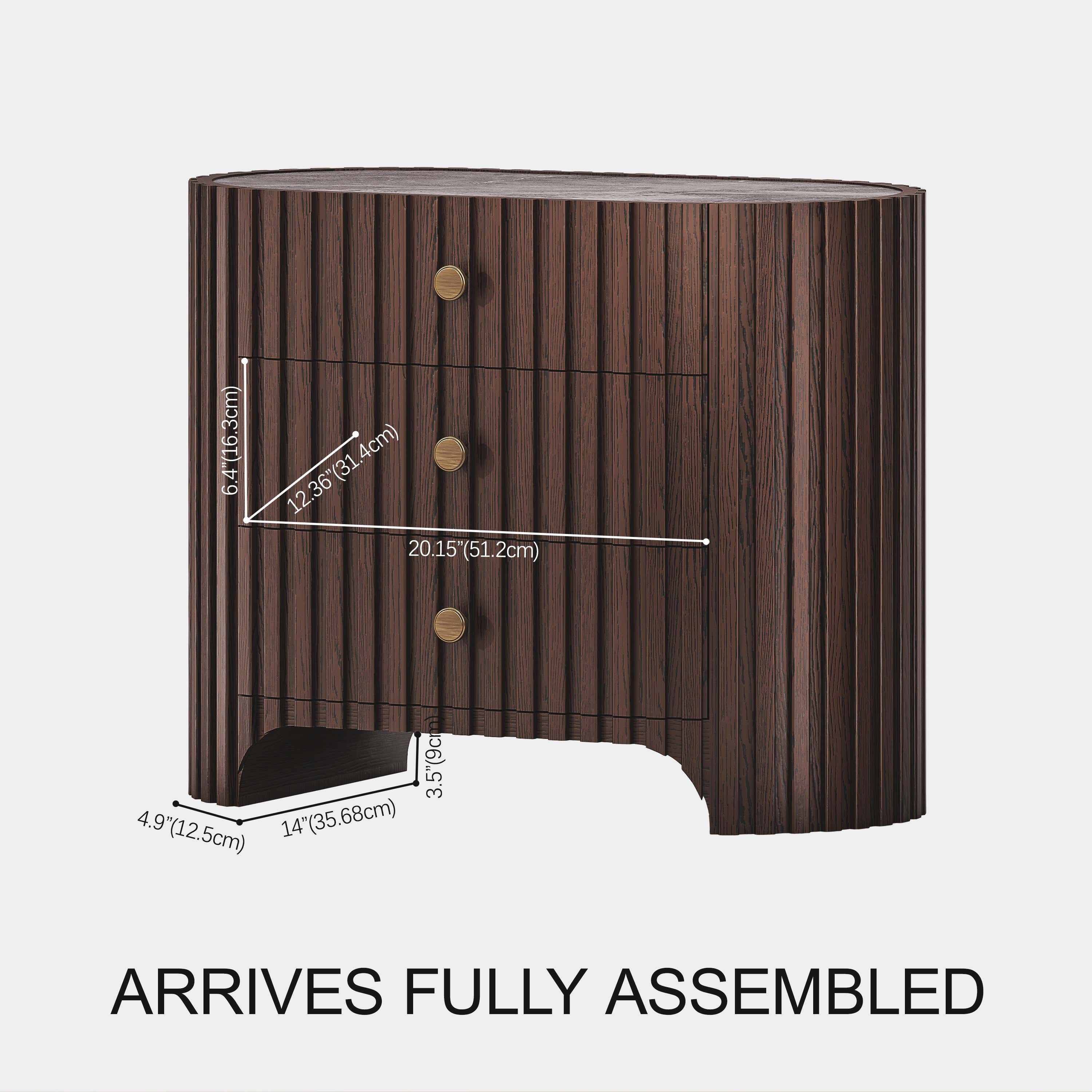 Sinclair Fluted Stone Nightstand 30"W